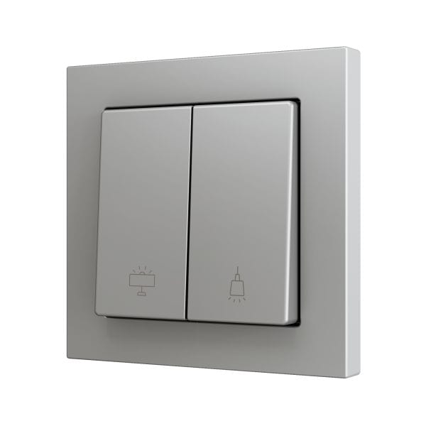 ZENNIO - ZS55. Bouton poussoir "Soft" double pour 2 entrées binaires 55 x 55 mm ? Arge...