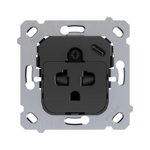 ZENNIO - ZS55/ZS70. Base de prise euro-américain avec USB C - sans obturateurs (sans c...