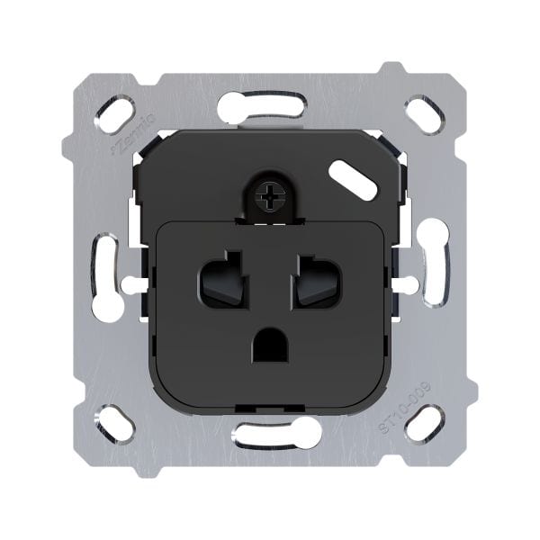 ZENNIO - ZS55/ZS70. Base de prise euro-américain -  sans obturateurs  (sans cache)