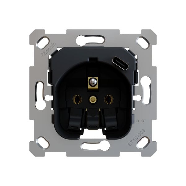 ZENNIO - ZS55/ZS70. Base de prise française 16 A /250 V ~ avec USB C - (sans cache)