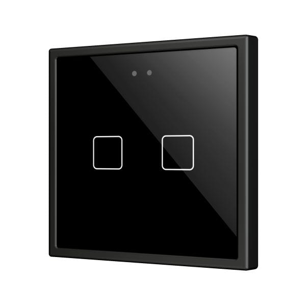 ZENNIO - Flat 70 X2. Interrupteur capacitif en verre 70x70 ? 2 boutons - Anthracite (c...
