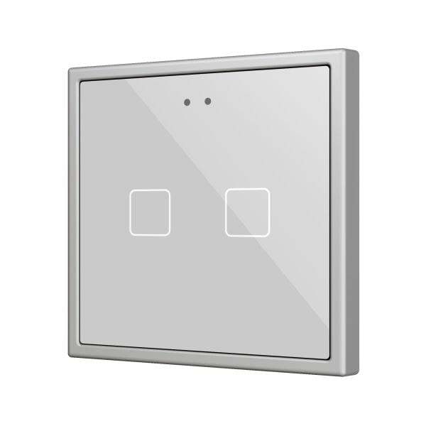ZENNIO - Flat 70 X2. Interrupteur capacitif en verre 70x70 ? 2 boutons - Argent (cadre...