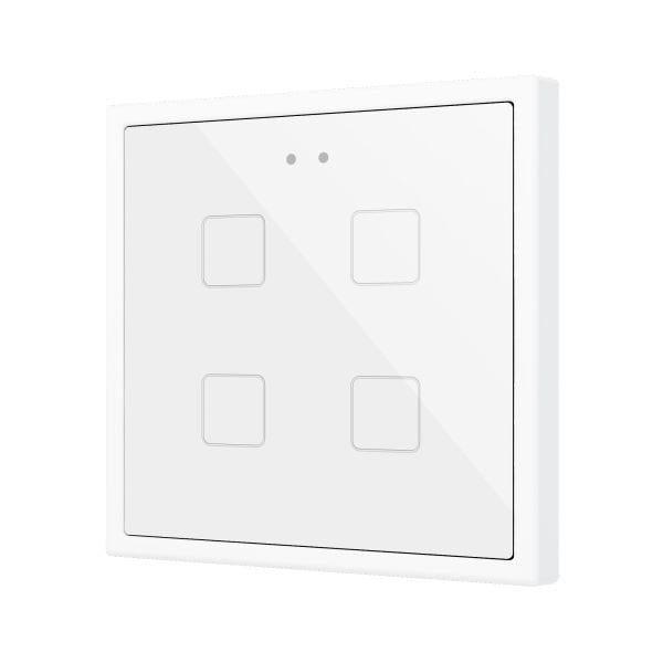 ZENNIO - Flat 70 X4. Interrupteur capacitif en verre 70x70 ? 4 boutons - Blanc (cadre ...