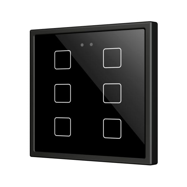 ZENNIO - Flat 70 X6. Interrupteur capacitif en verre 70x70 ? 6 boutons - Anthracite (c...