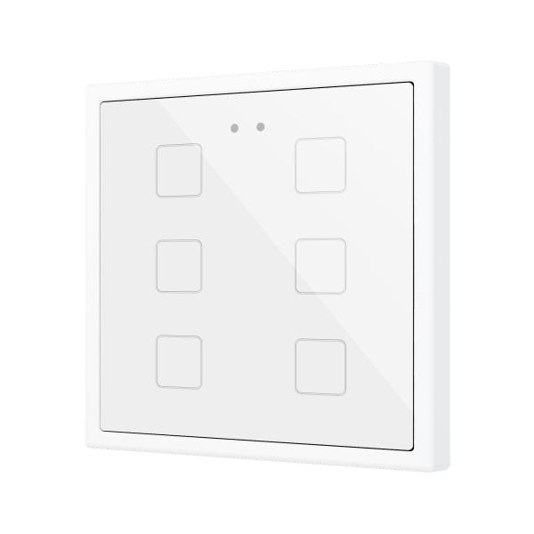 ZENNIO - Flat 70 X6. Interrupteur capacitif en verre 70x70 ? 6 boutons - Blanc (cadre ...