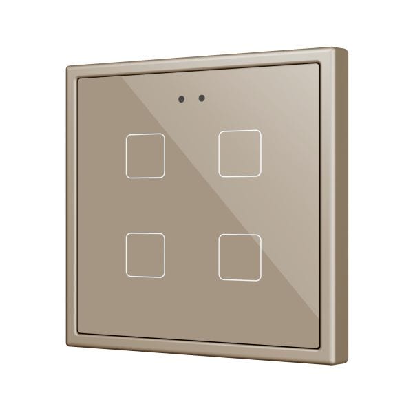ZENNIO - Flat 70 X4. Interrupteur capacitif en verre 70x70 ? 4 boutons - Champagne (ca...