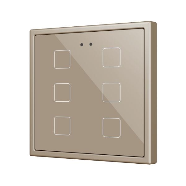 ZENNIO - Flat 70 X6. Interrupteur capacitif en verre 70x70 ? 6 boutons - Champagne (ca...