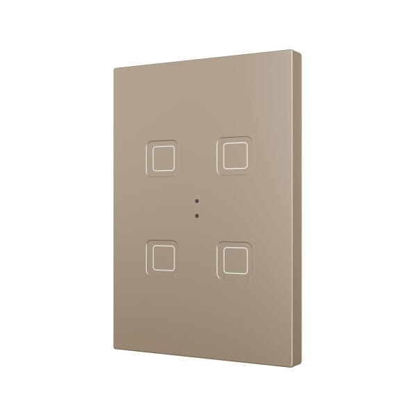 ZENNIO - Tecla XL X4. Interrupteur capacitif en polycarbonate ? 4 boutons - Champagne