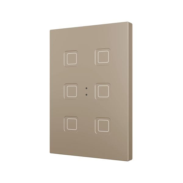 ZENNIO - Tecla XL X6. Interrupteur capacitif en polycarbonate ? 6 boutons - Champagne