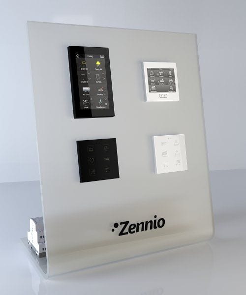ZENNIO - Panneau de présentation avec Z50, Z35, Tecla 6, Flat 6, ALLinBOX 88 et DIMinB...