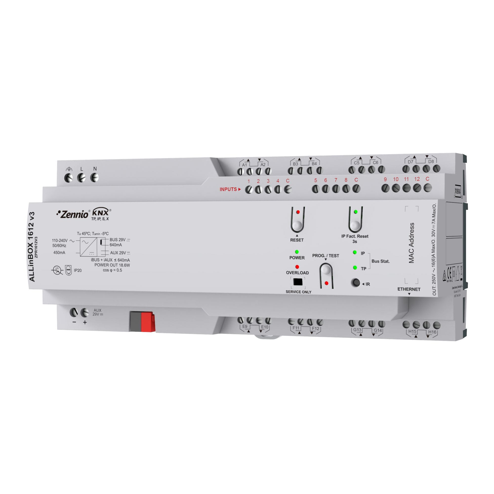 ZENNIO - ALLinBOX 1612 v3. Dispositif multifonction avec source d'alimentation KNX, in...