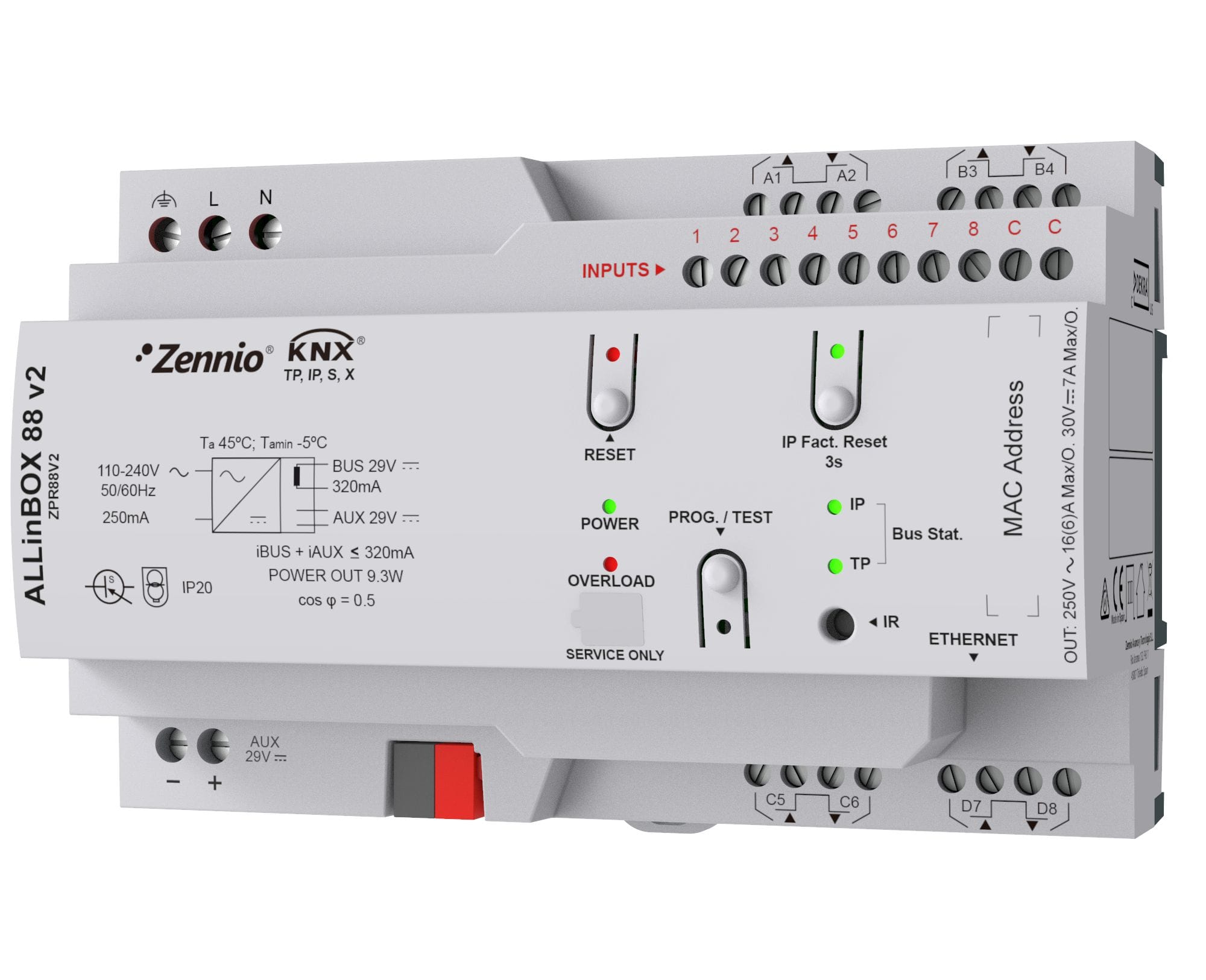 ZENNIO - ALLinBOX 88 v2. Dispositif multifonction avec source d'alimentation KNX, inte...