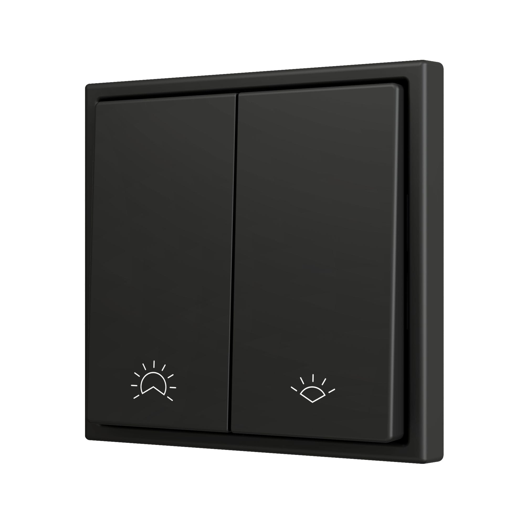 ZENNIO - ZS70. Bouton poussoir "Soft" double pour 2 entrées binaires 70 x 70 mm ? Anth...