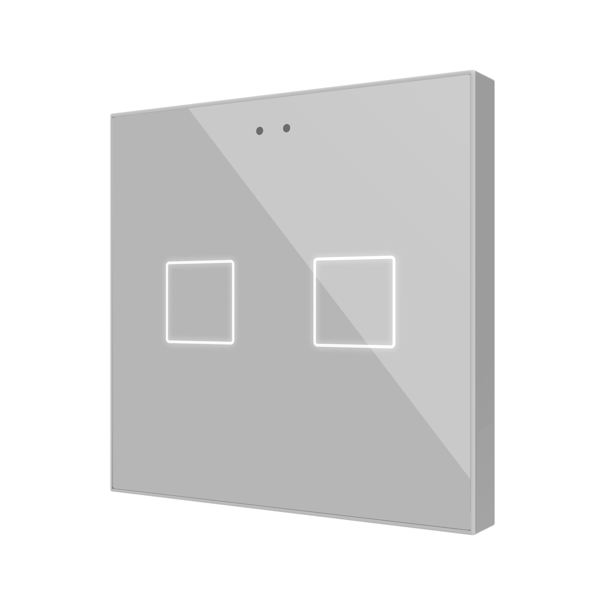 ZENNIO - Flat RGB 2. Interrupteur capacitif en verre - 2 boutons- Argent