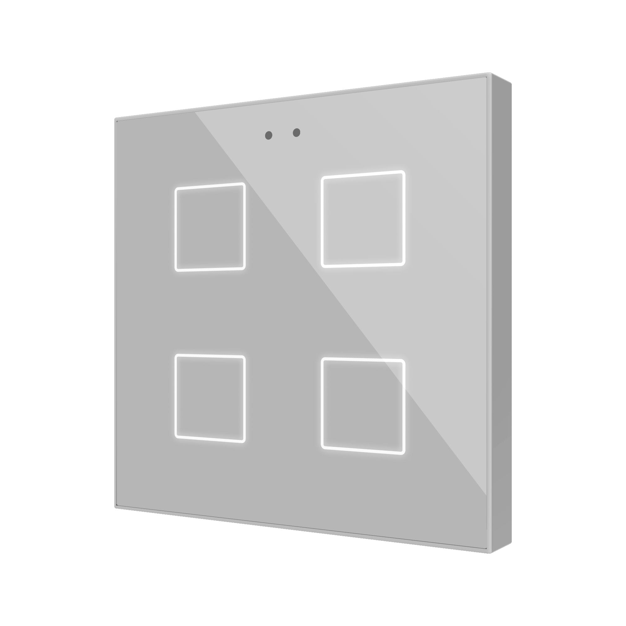 ZENNIO - Flat RGB 4. Interrupteur capacitif en verre - 4 boutons- Argent