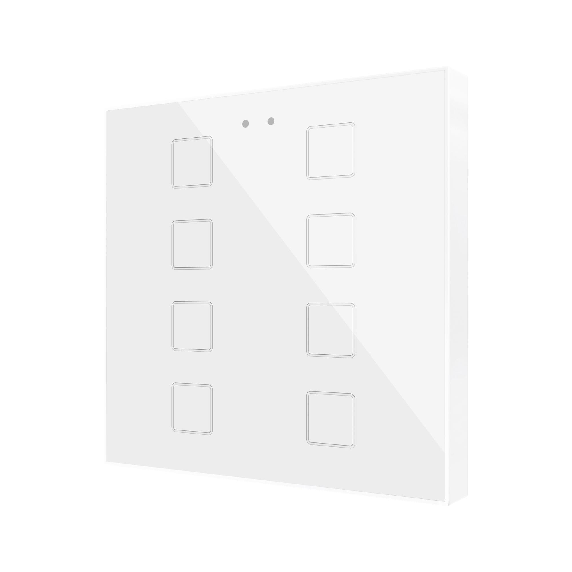 ZENNIO - Flat RGB 8. Interrupteur capacitif en verre - 8 boutons - Blanc