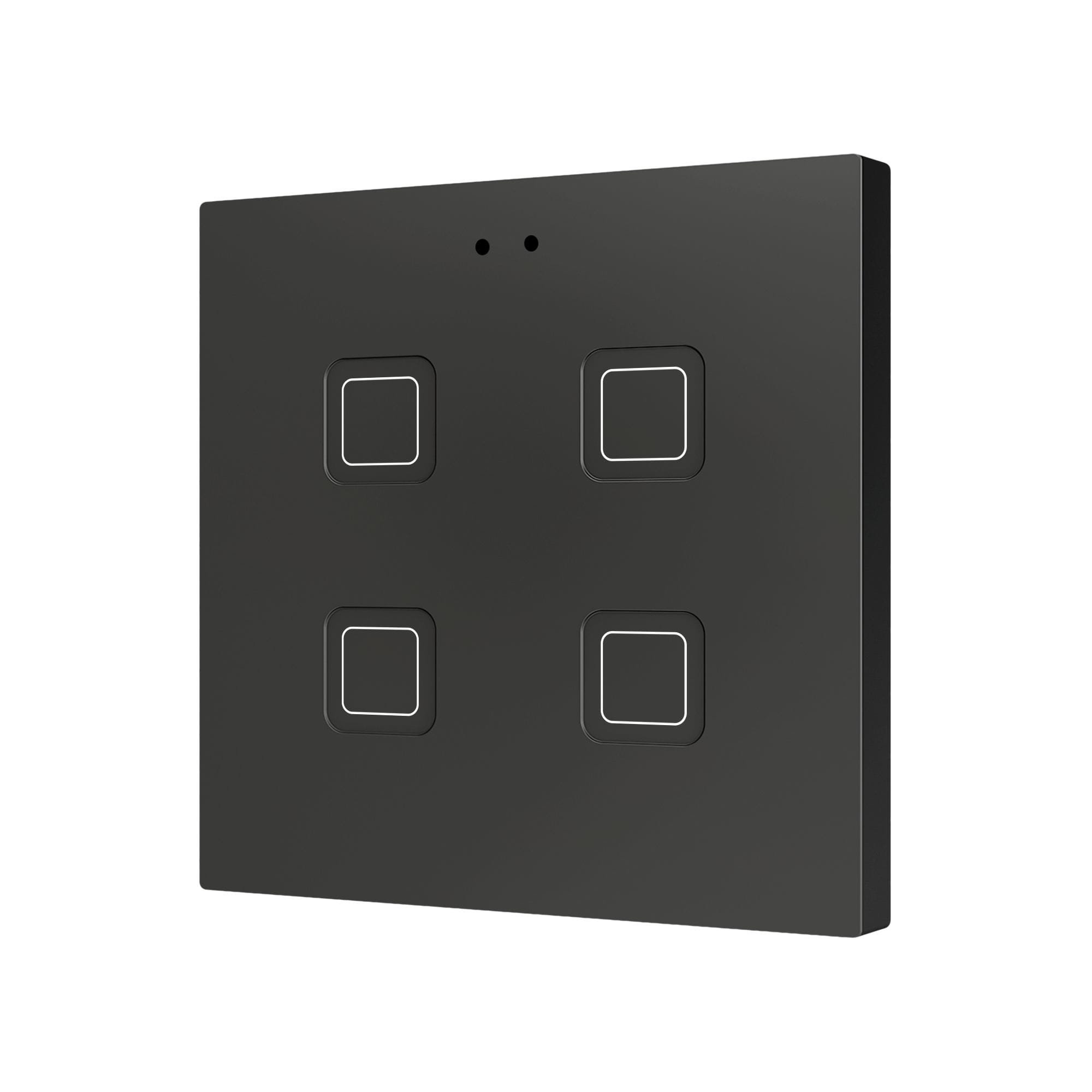 ZENNIO - Tecla RGB 4. Interrupteur capacitif en polycarbonate ? 4 boutons - Anthracite