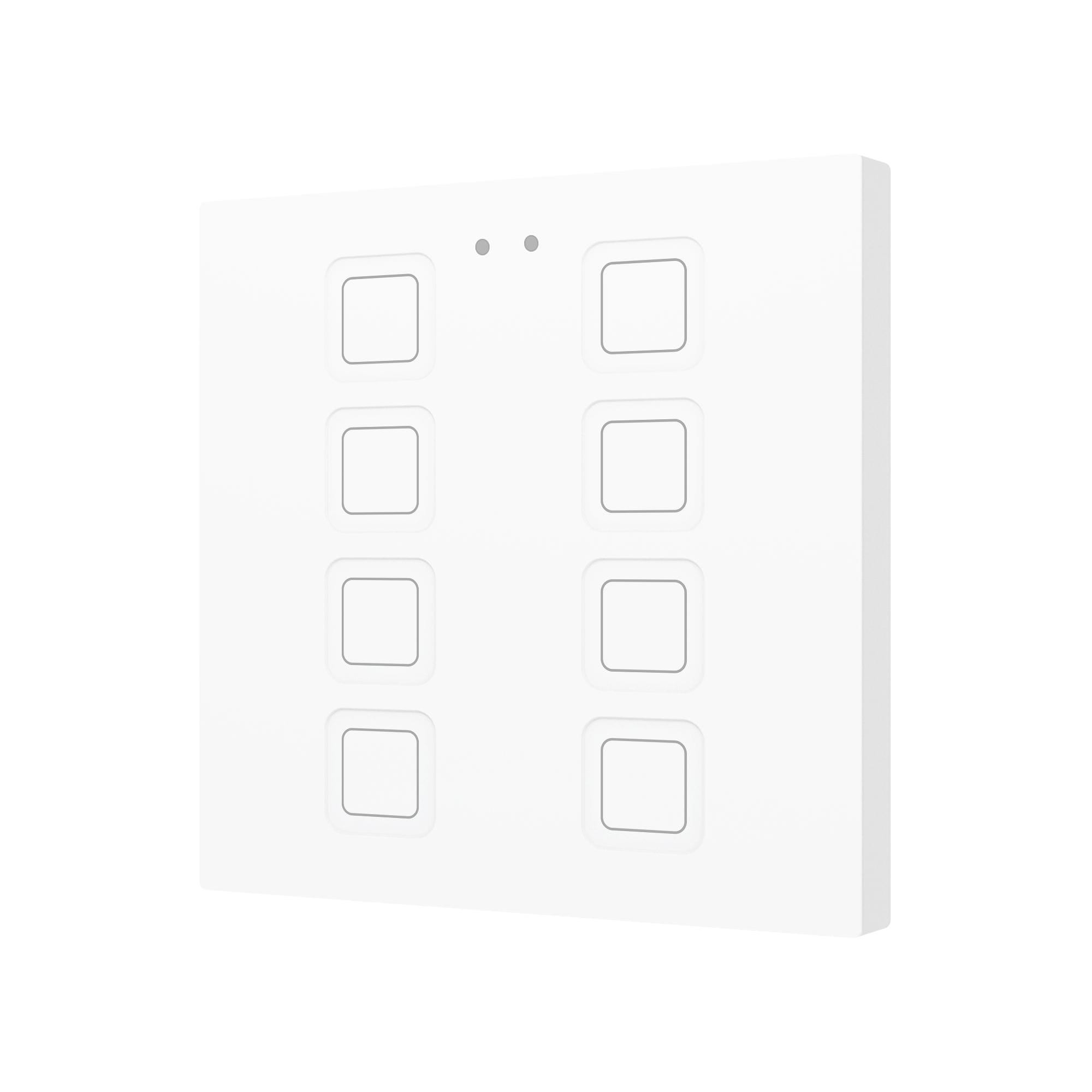 ZENNIO - Tecla RGB 8. Interrupteur capacitif en polycarbonate ? 8 boutons - Blanc