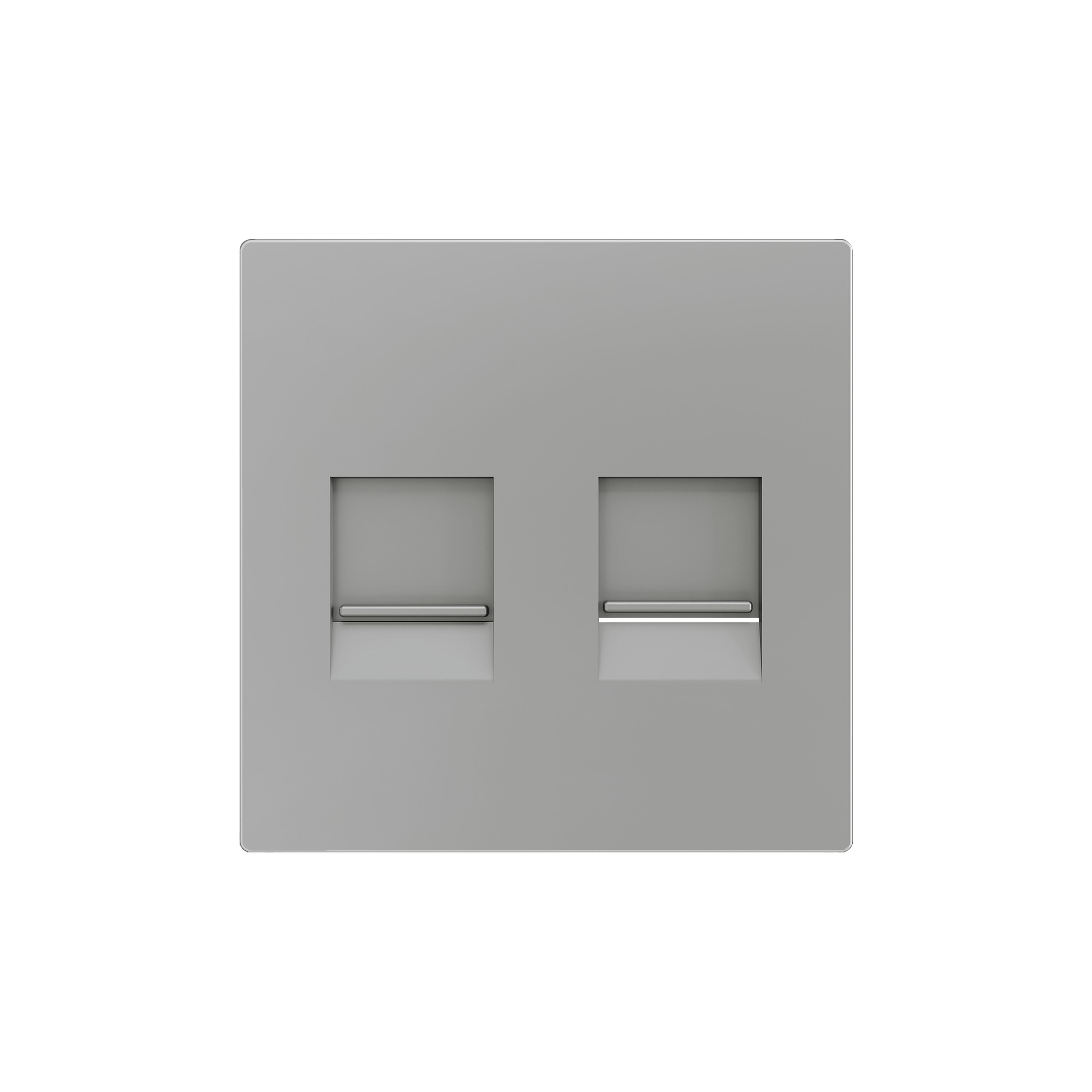 ZENNIO - ZS55. Cover plate for RJ45 connector 55x55 mm - 2 inserts - Silver