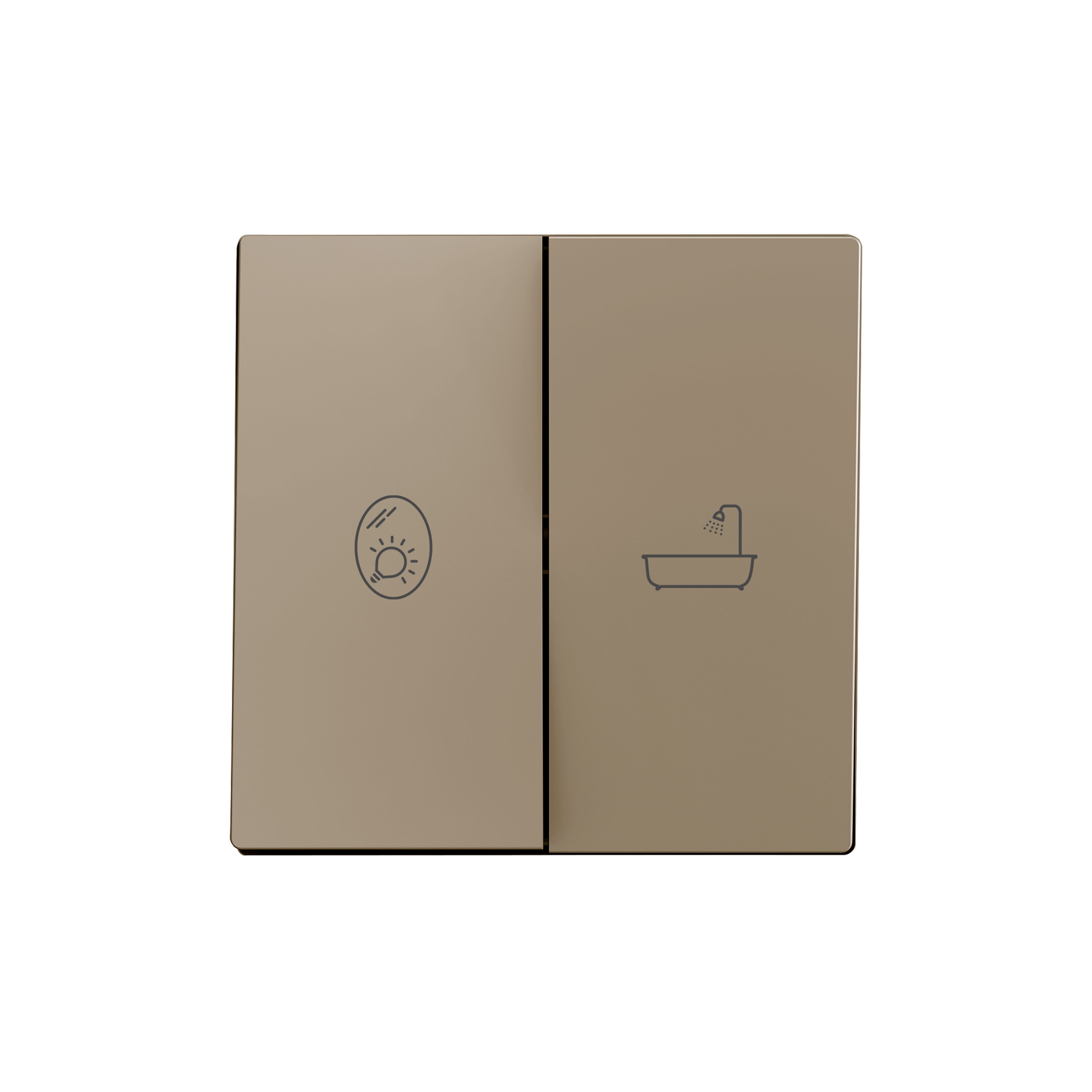ZENNIO - ZS55. Double switch cover 55x55 mm - Champagne - Custom. Minimun 100 units pe...