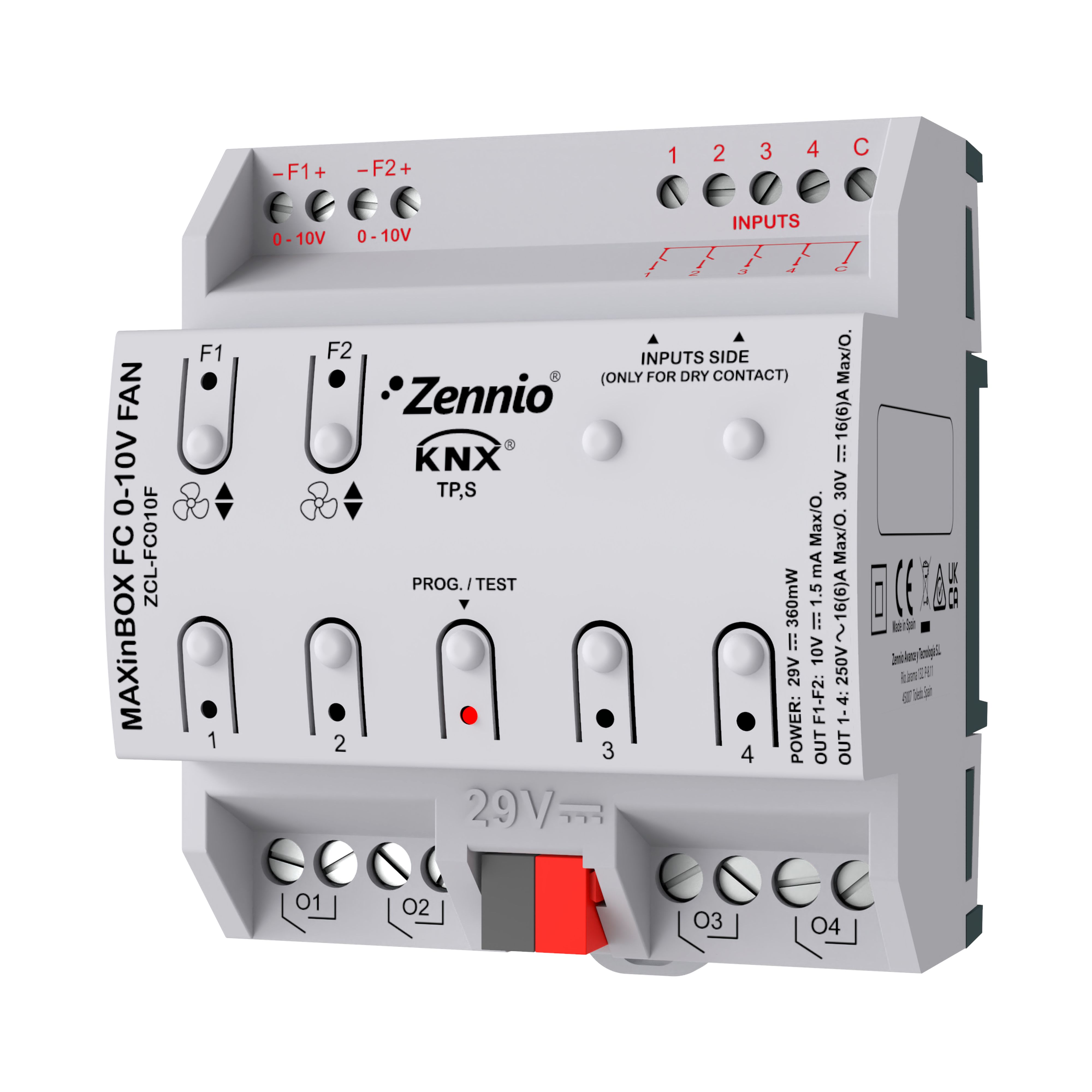 ZENNIO - MAXinBOX FC 0-10V FAN. Fan coil controller for up to two 2/4-pipe units with ...