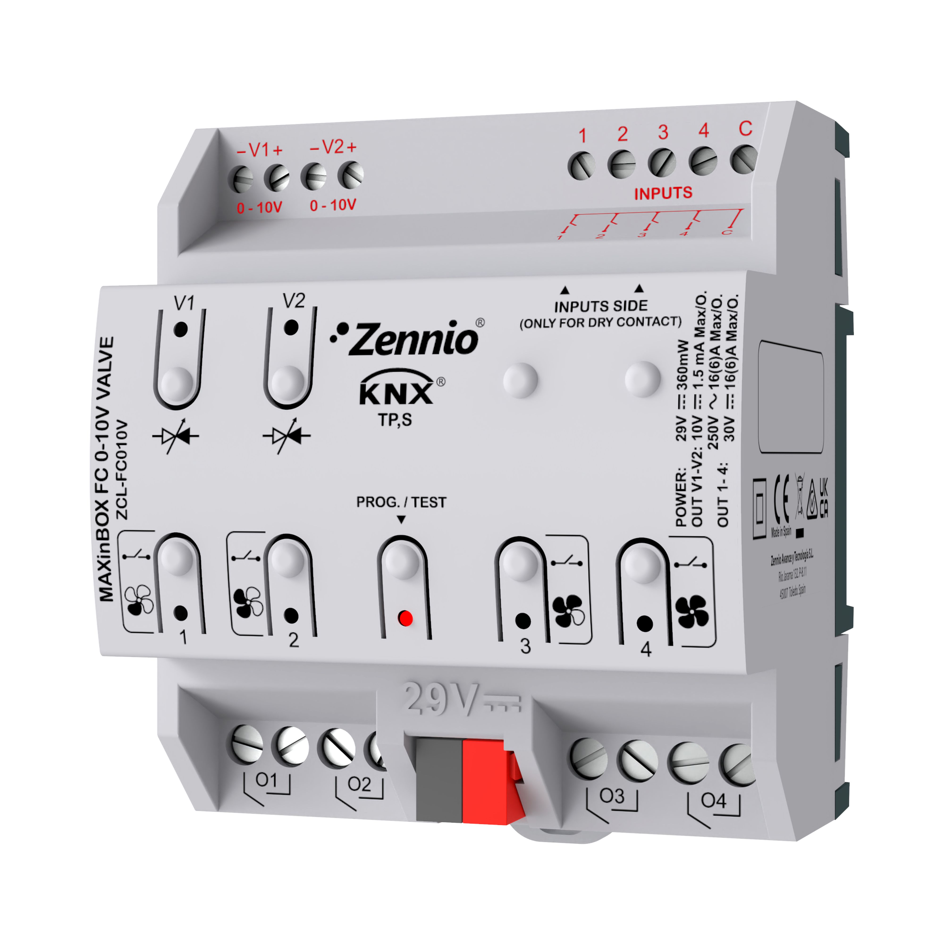 ZENNIO - MAXinBOX FC 0-10V VALVE - Contrôleur de fancoil pour unités de 2/4 tubes avec...