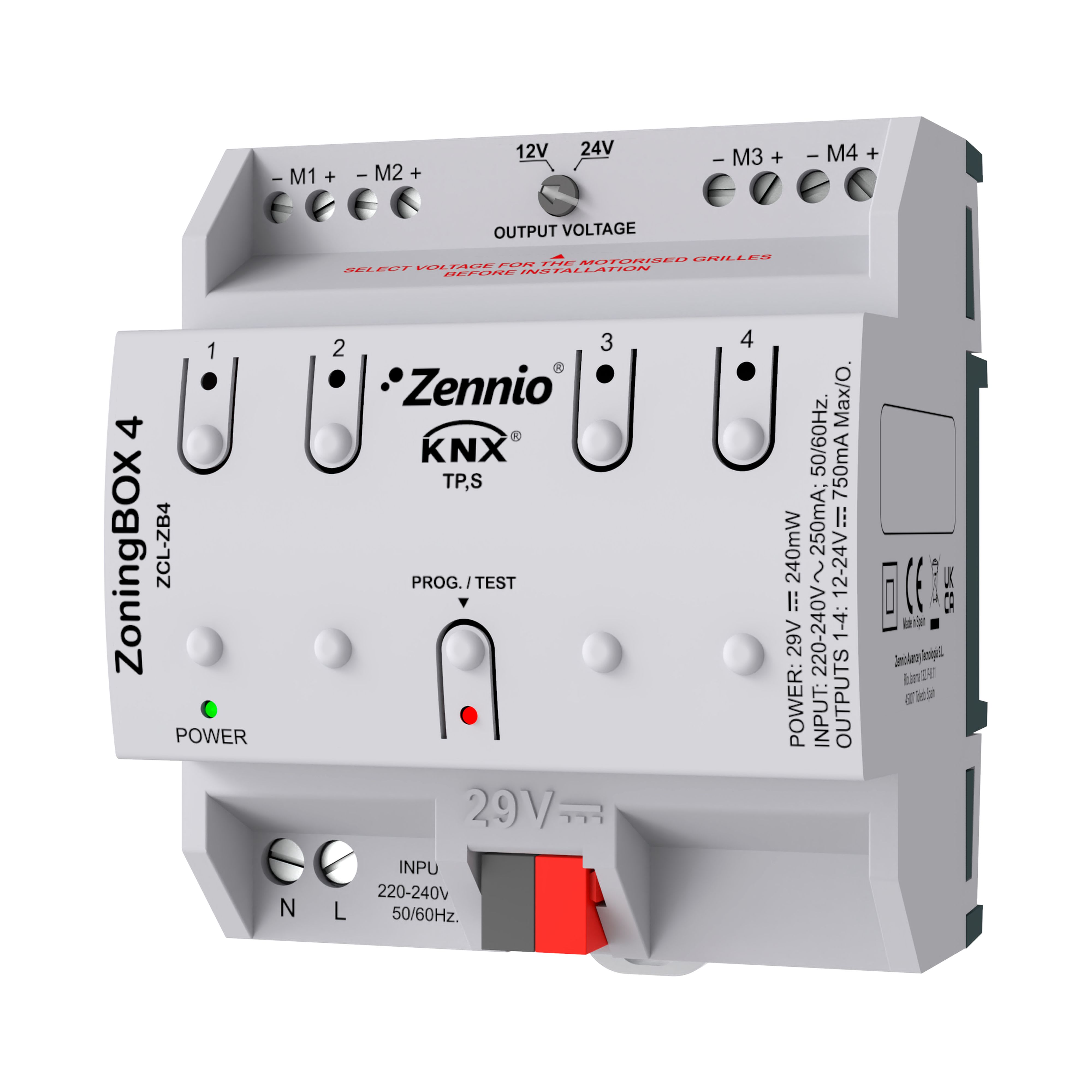 ZENNIO - ZoningBOX 4. Zoning ducted air-conditioning actuator for up to 4 zones