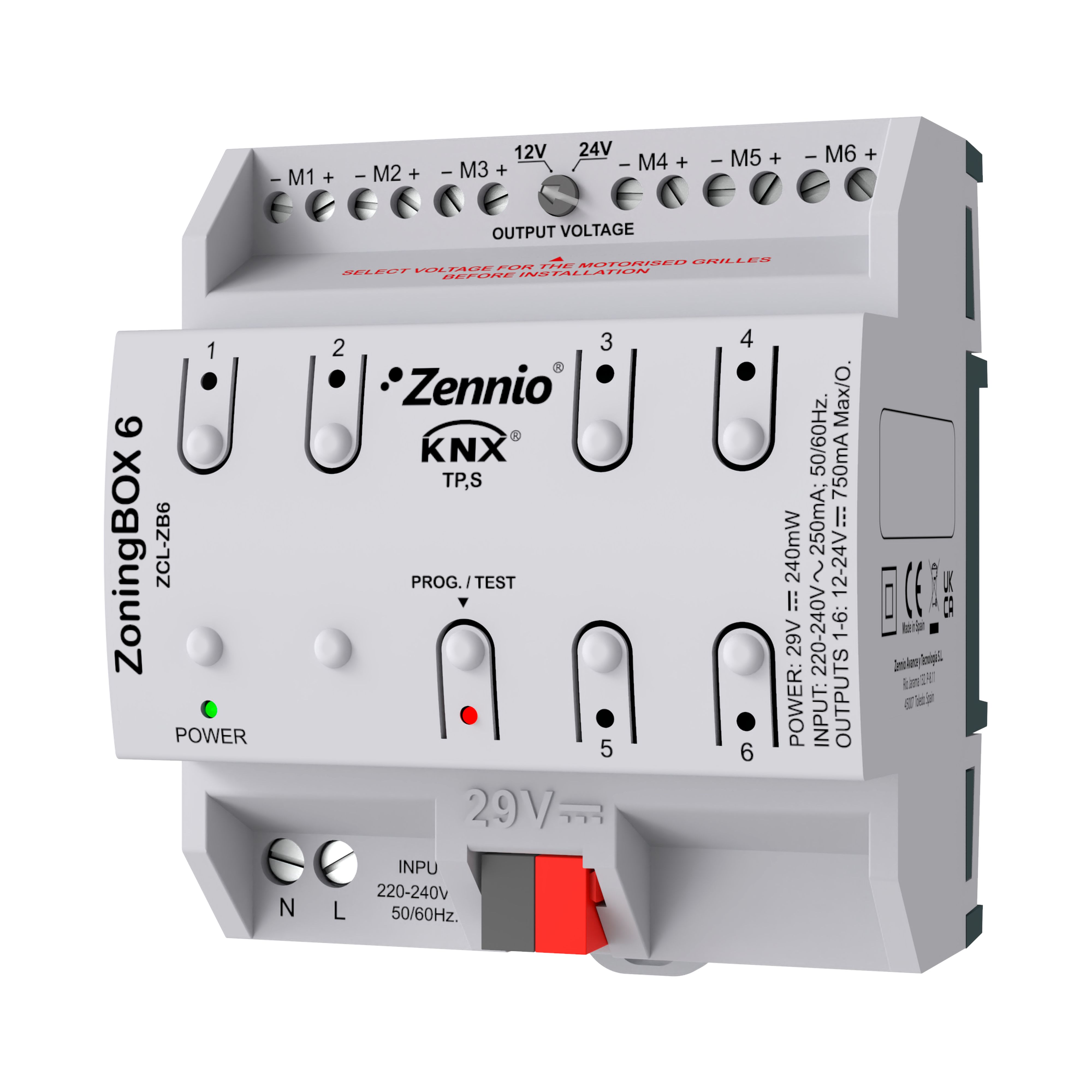 ZENNIO - ZoningBOX 6. Zoning ducted air-conditioning actuator for up to 6 zones