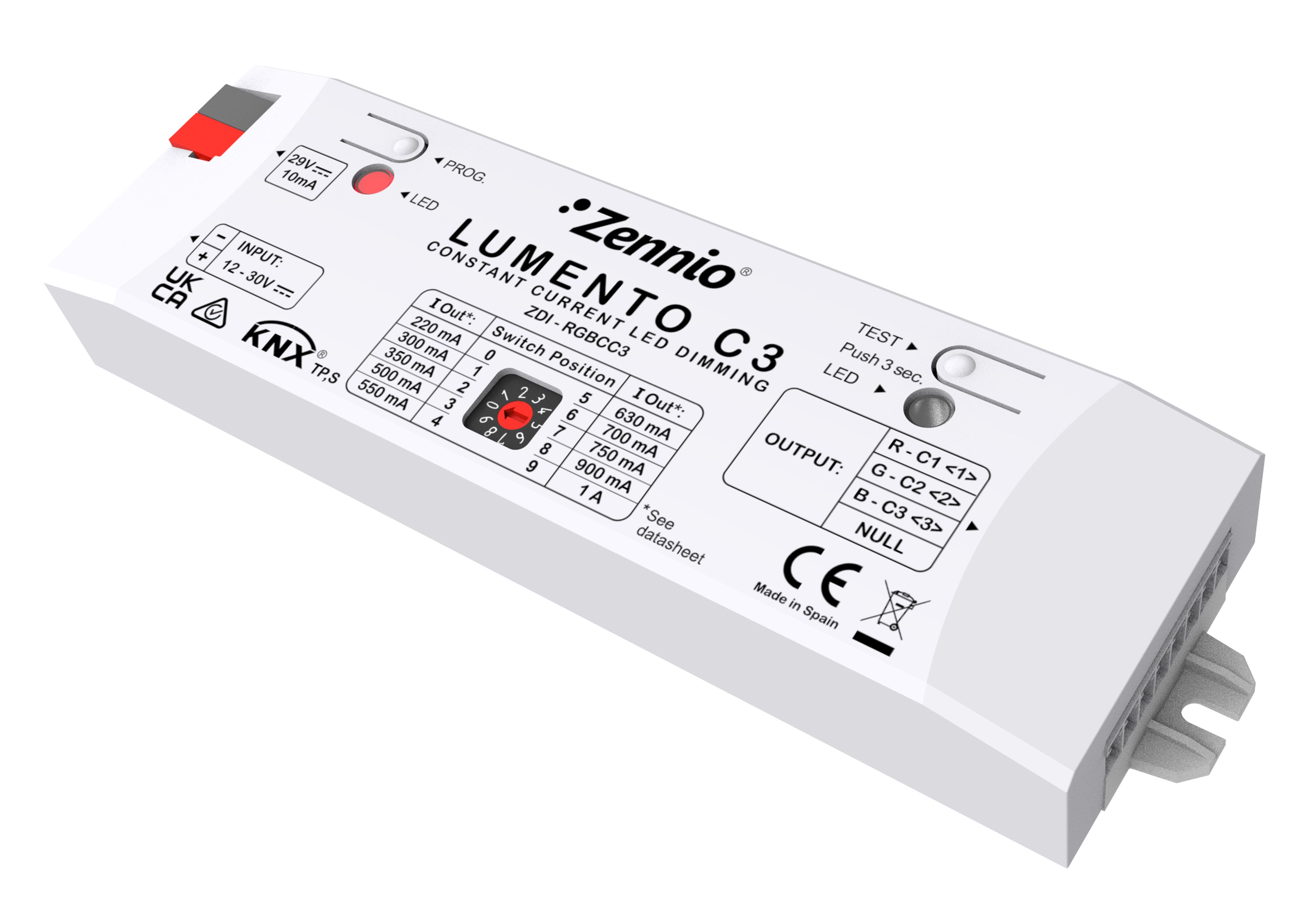 ZENNIO - Lumento C3. 3-channel constant current PWM dimmer for DC LED loads