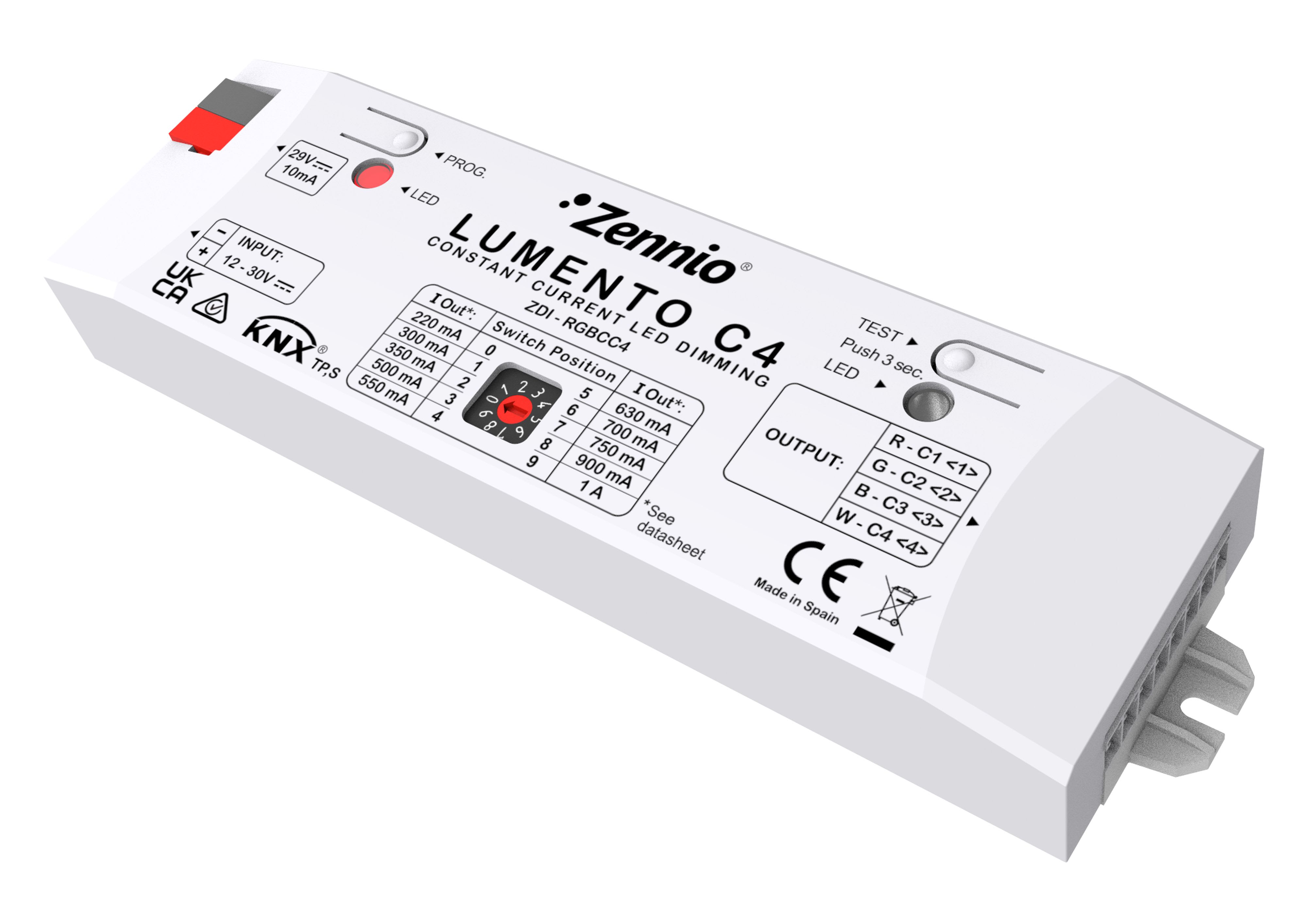 ZENNIO - Lumento C4. 4-channel constant current PWM dimmer for DC LED loads