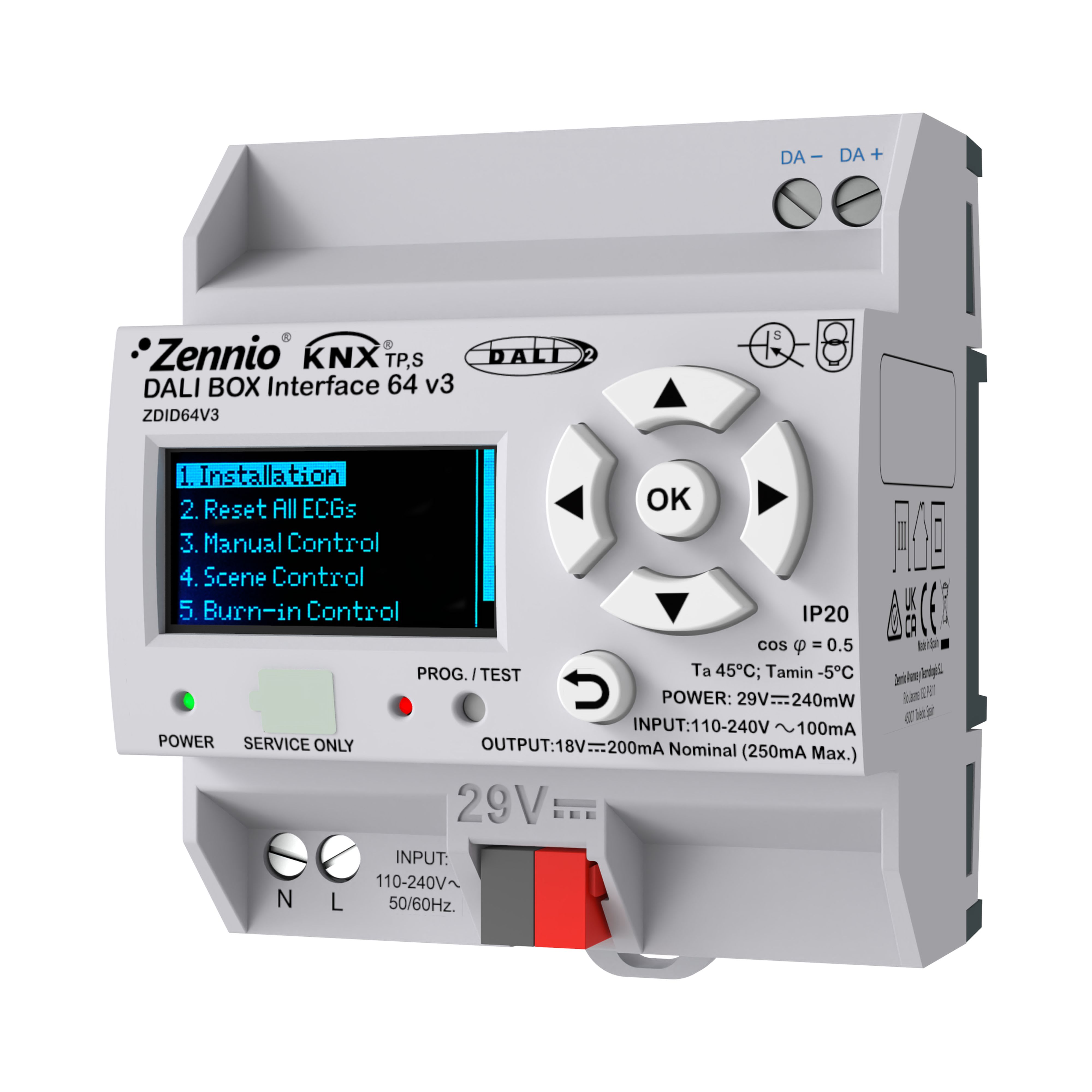 ZENNIO - DALI BOX Interface 64 v3. Interface KNX-DALI pour jusqu'à 64 ballasts par can...
