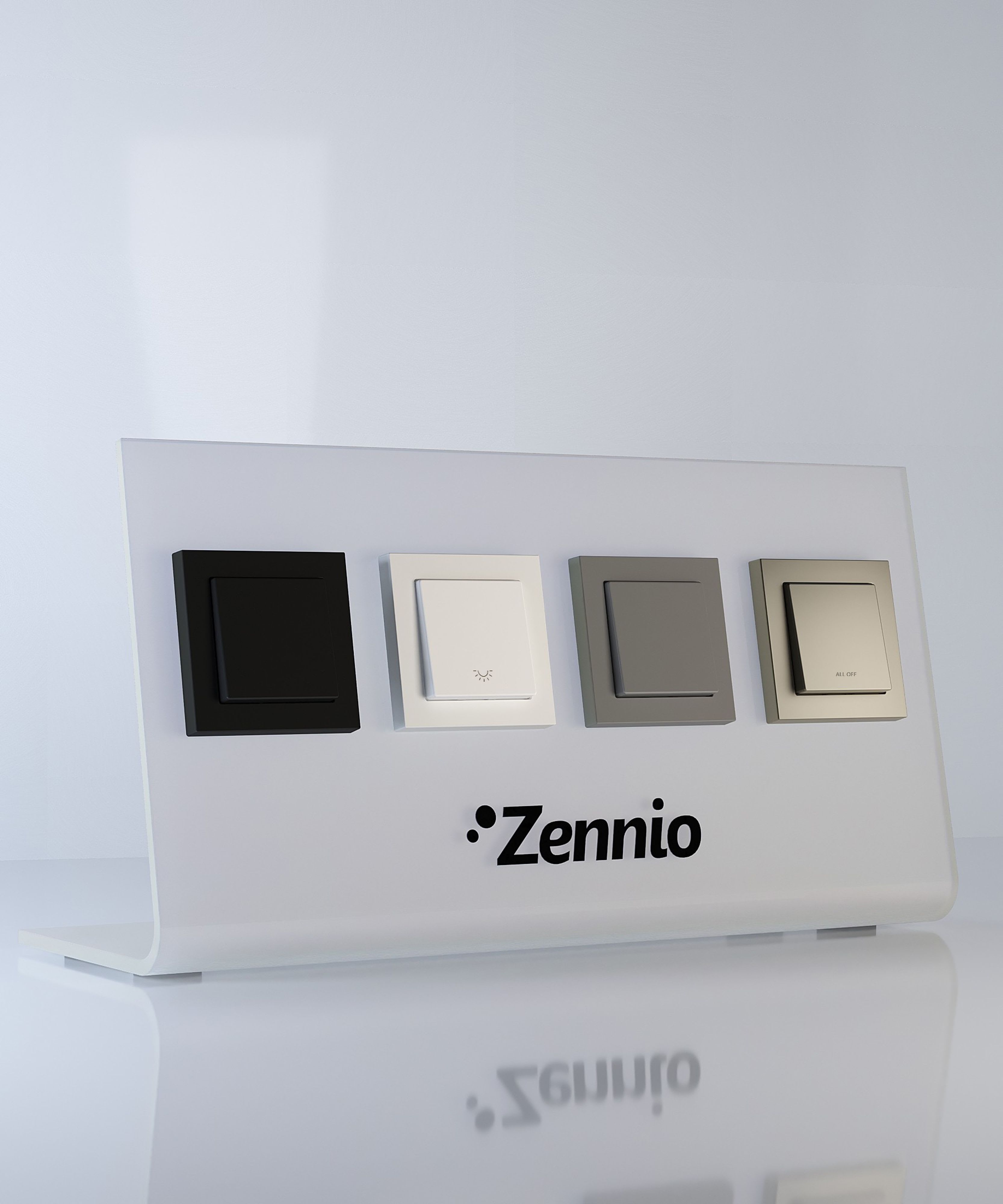 ZENNIO - Expo panel - 3 x Simple Soft push buttons - anthracite, white (light icon), s...