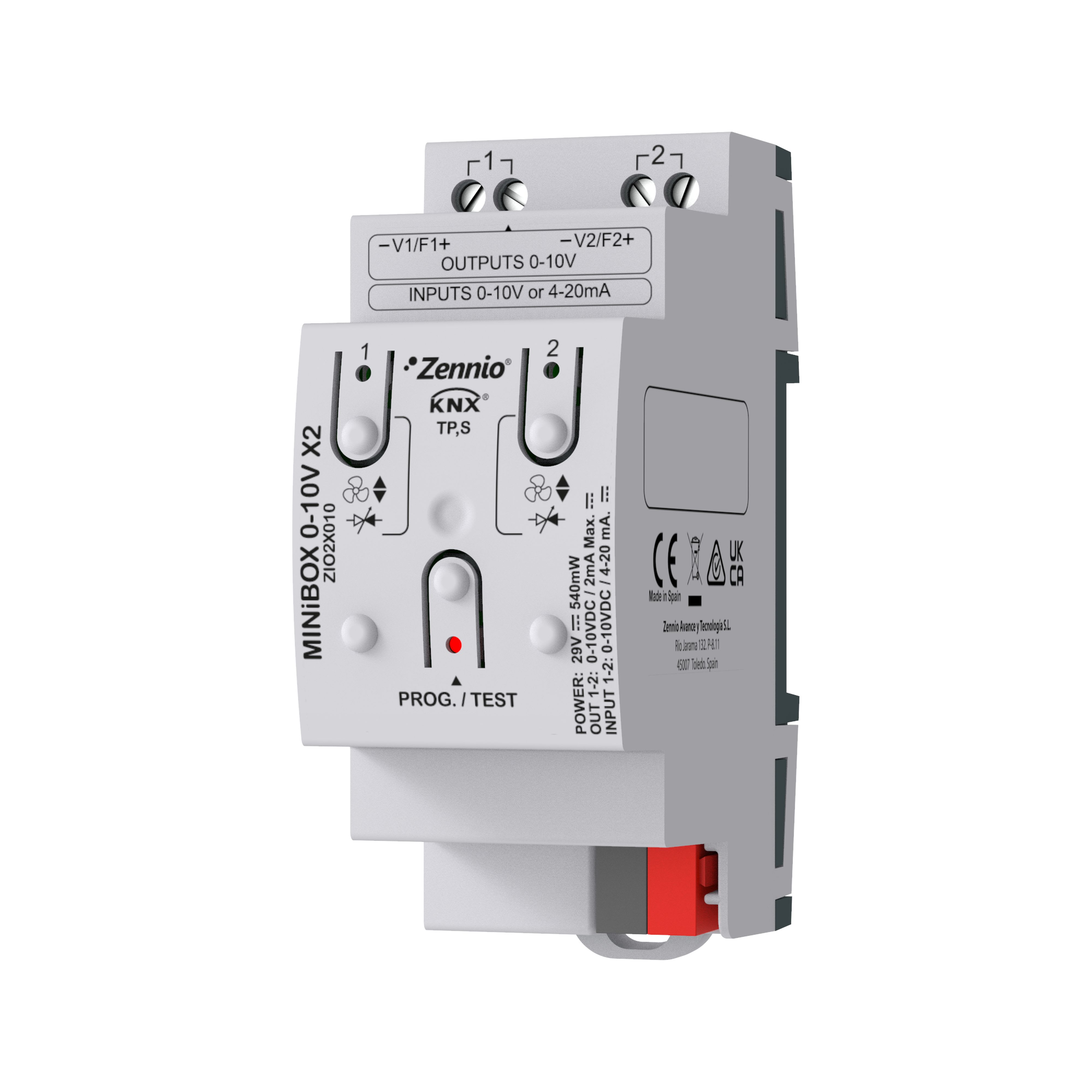 ZENNIO - MINiBOX 0-10V X2. 2 fold 0-10V analog input/output multifunction module