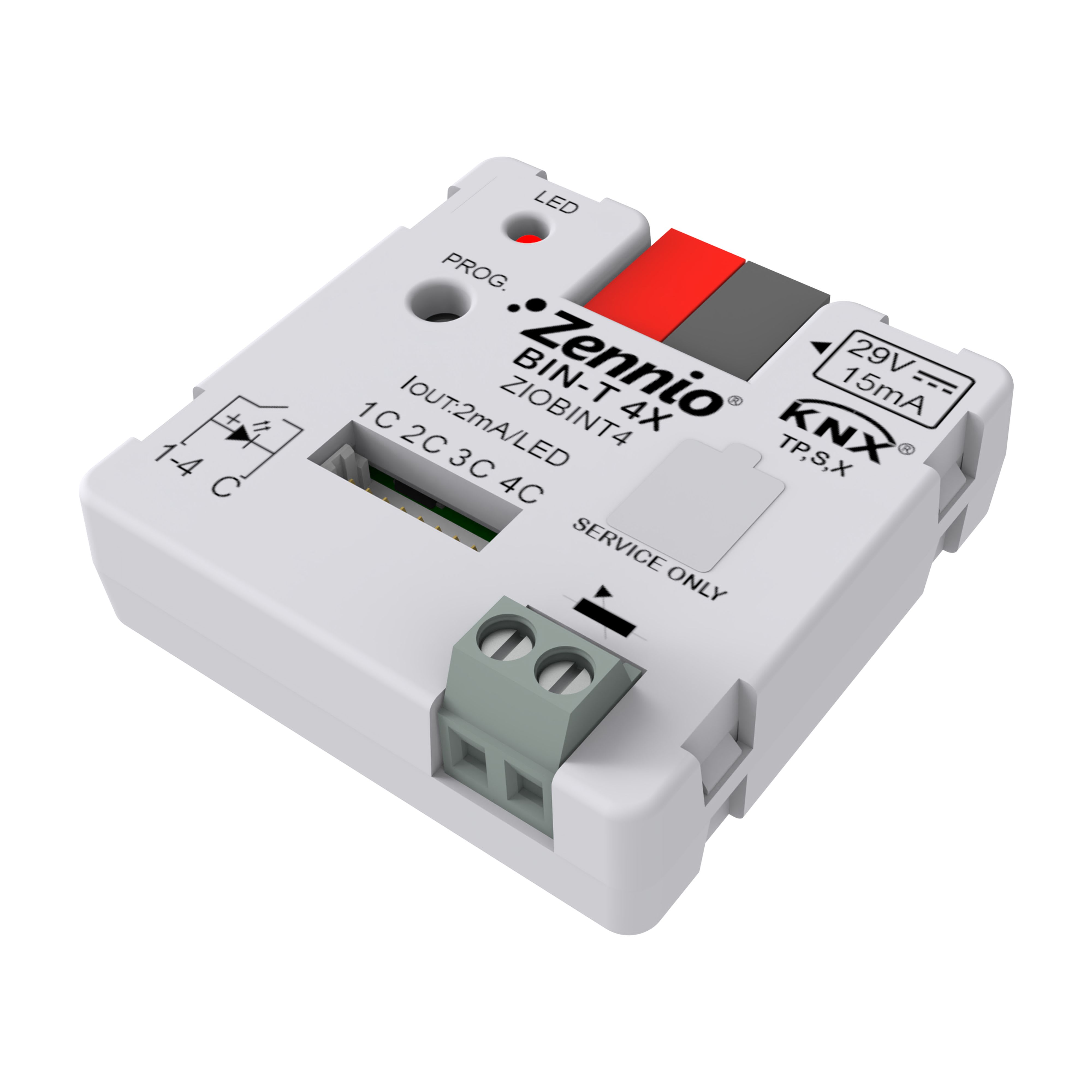 ZENNIO - BIN-T 4X. Interface universelle avec 4 entrées binaires/sorties LED et une en...