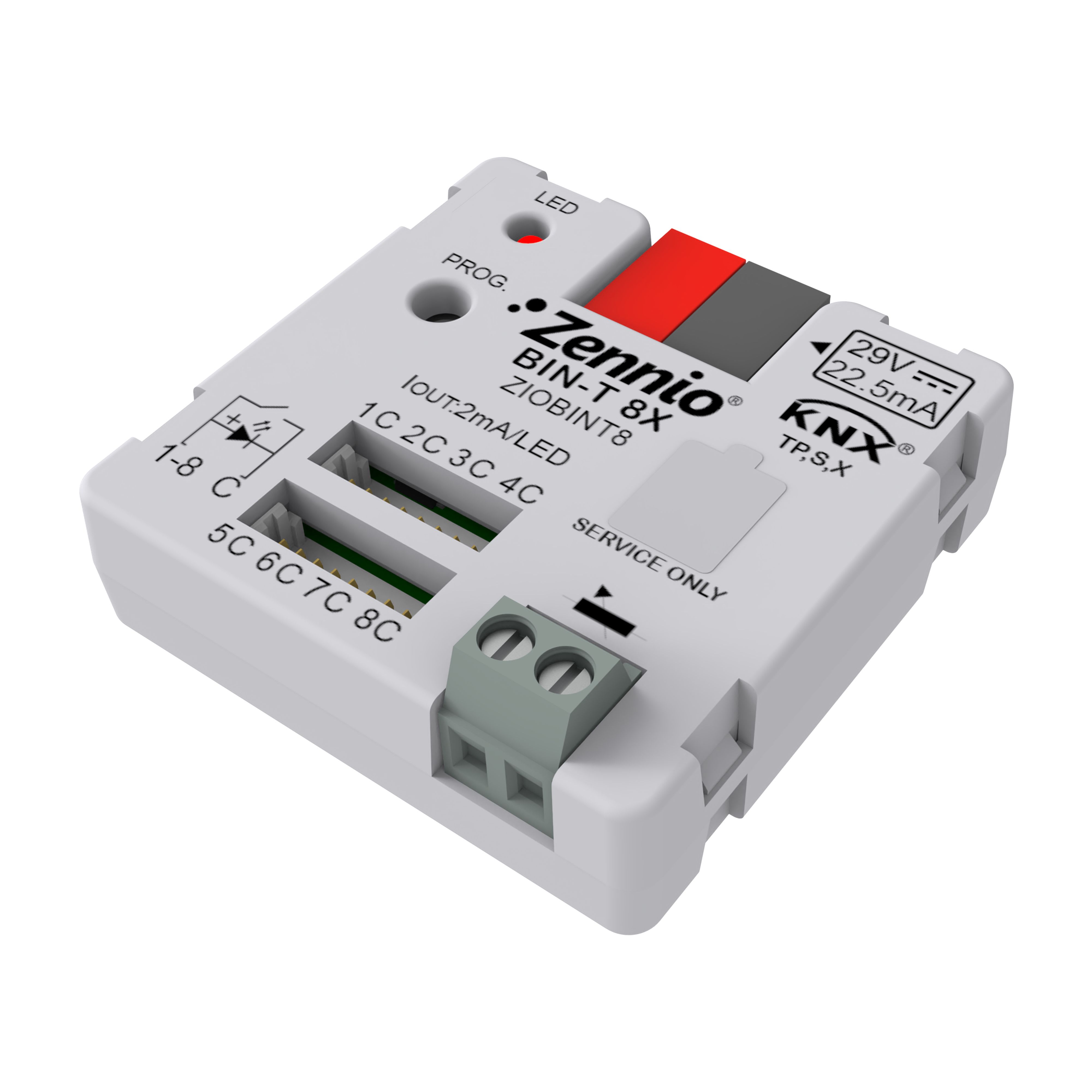 ZENNIO - BIN-T 8X. Universal Interface 8 binary inputs/LED outputs and 1 temperature s...