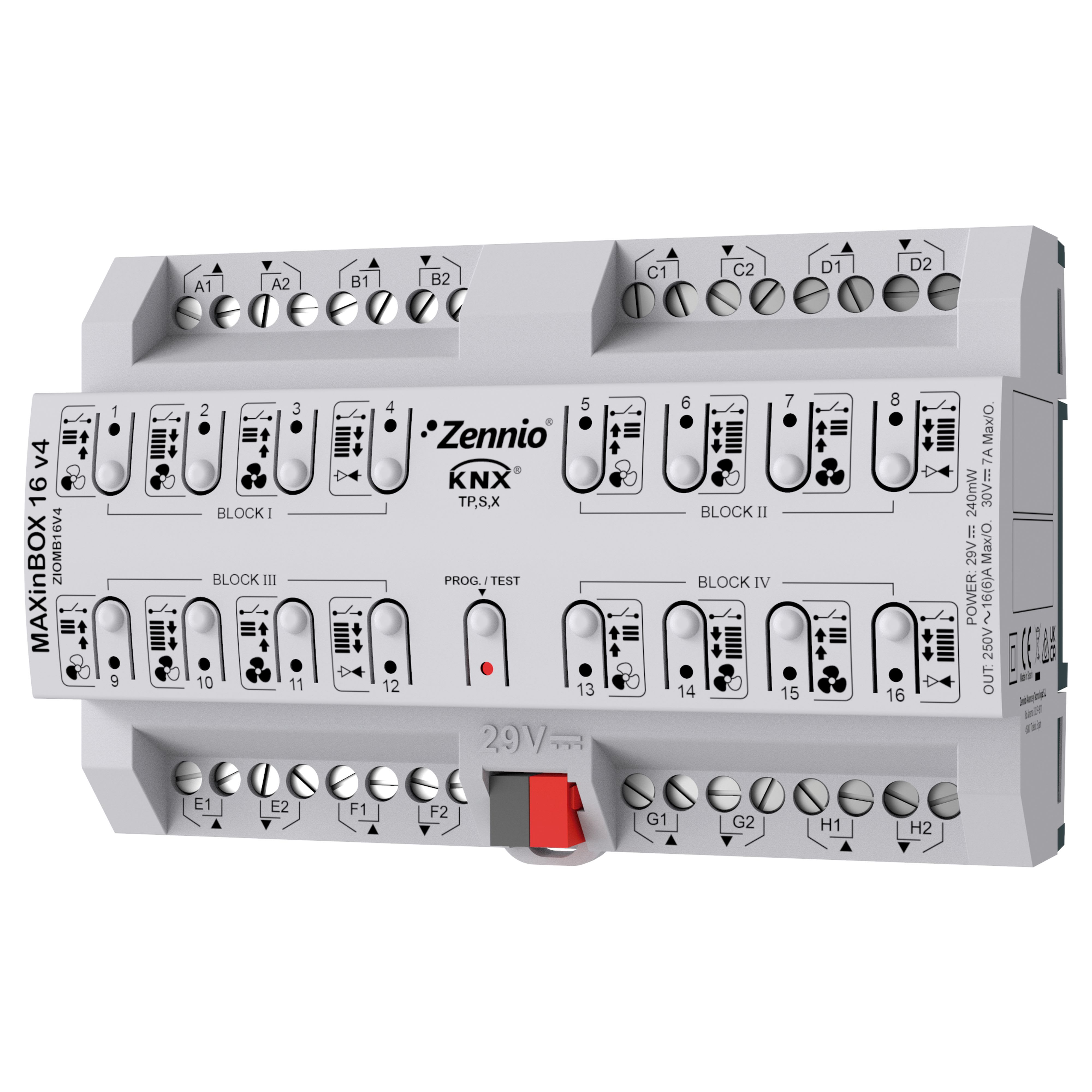 ZENNIO - MAXinBOX 16 v4. KNX multifunction actuator with KNX Secure - 16 outputs 16A