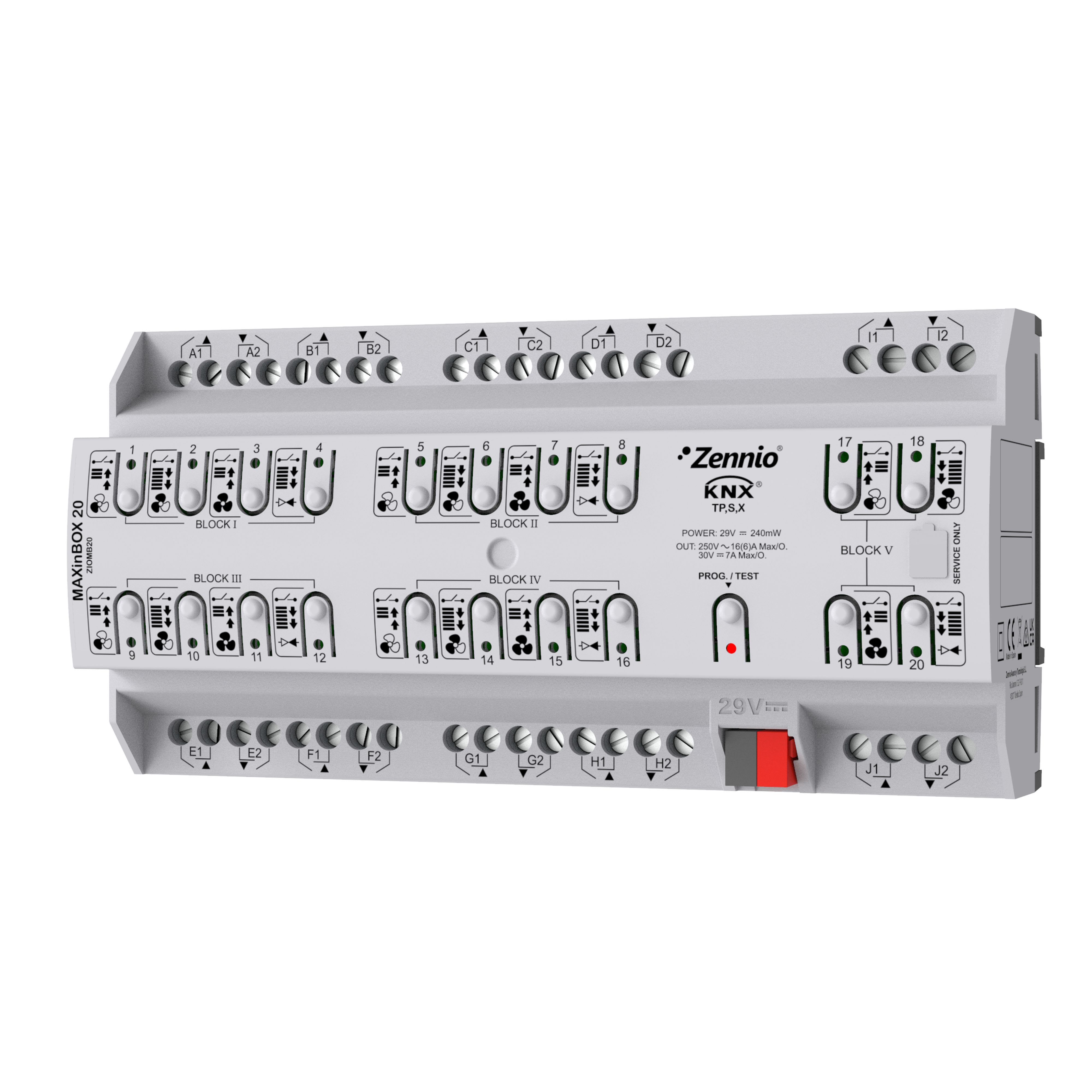 ZENNIO - MAXinBOX 20. KNX multifunction actuator with KNX Secure - 20 outputs 16A