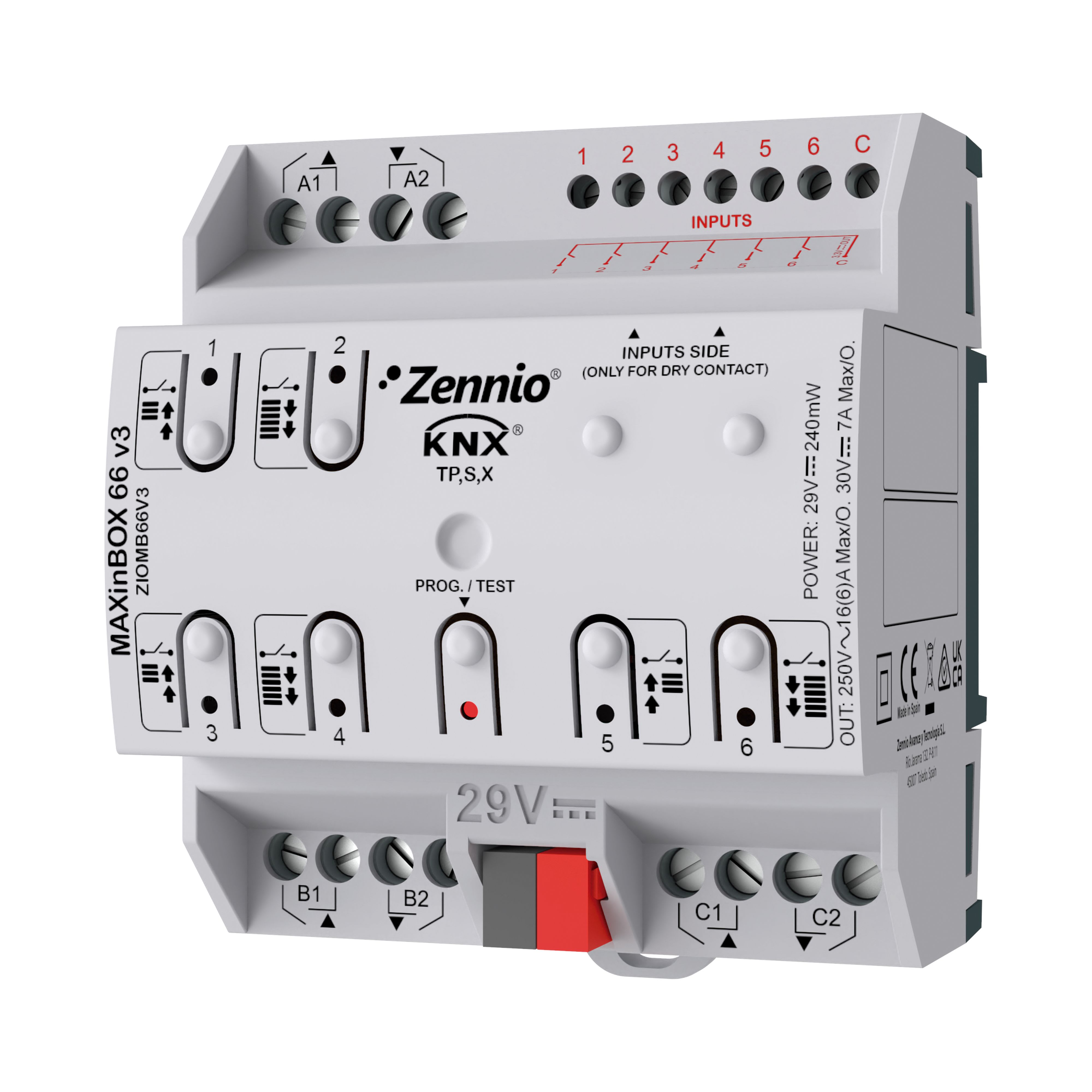 ZENNIO - MAXinBOX 66 v3. KNX multifunction actuator with KNX Secure - 6 outputs 16A / ...