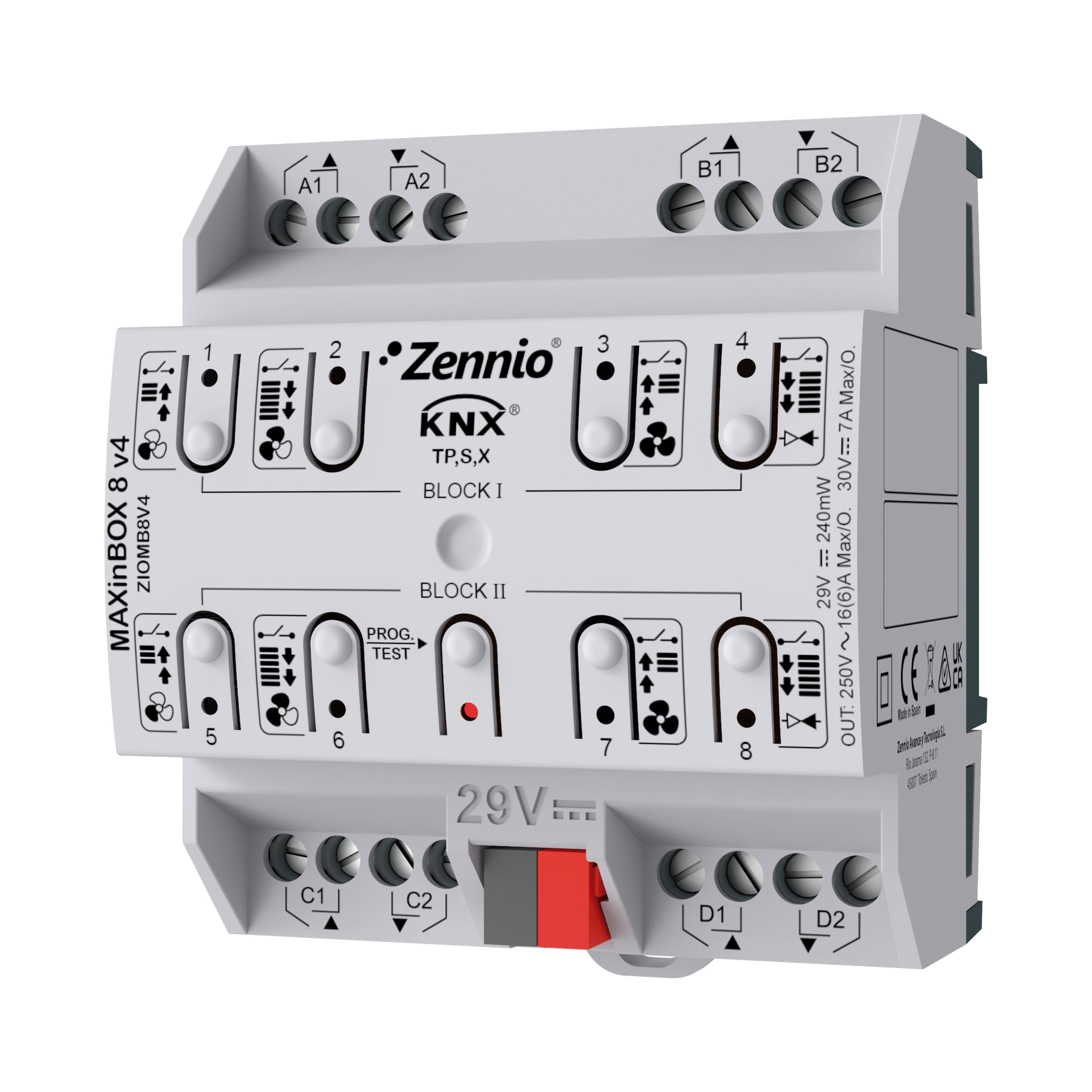 ZENNIO - MAXinBOX 8 v4. KNX multifunction actuator with KNX Secure - 8 outputs 16A