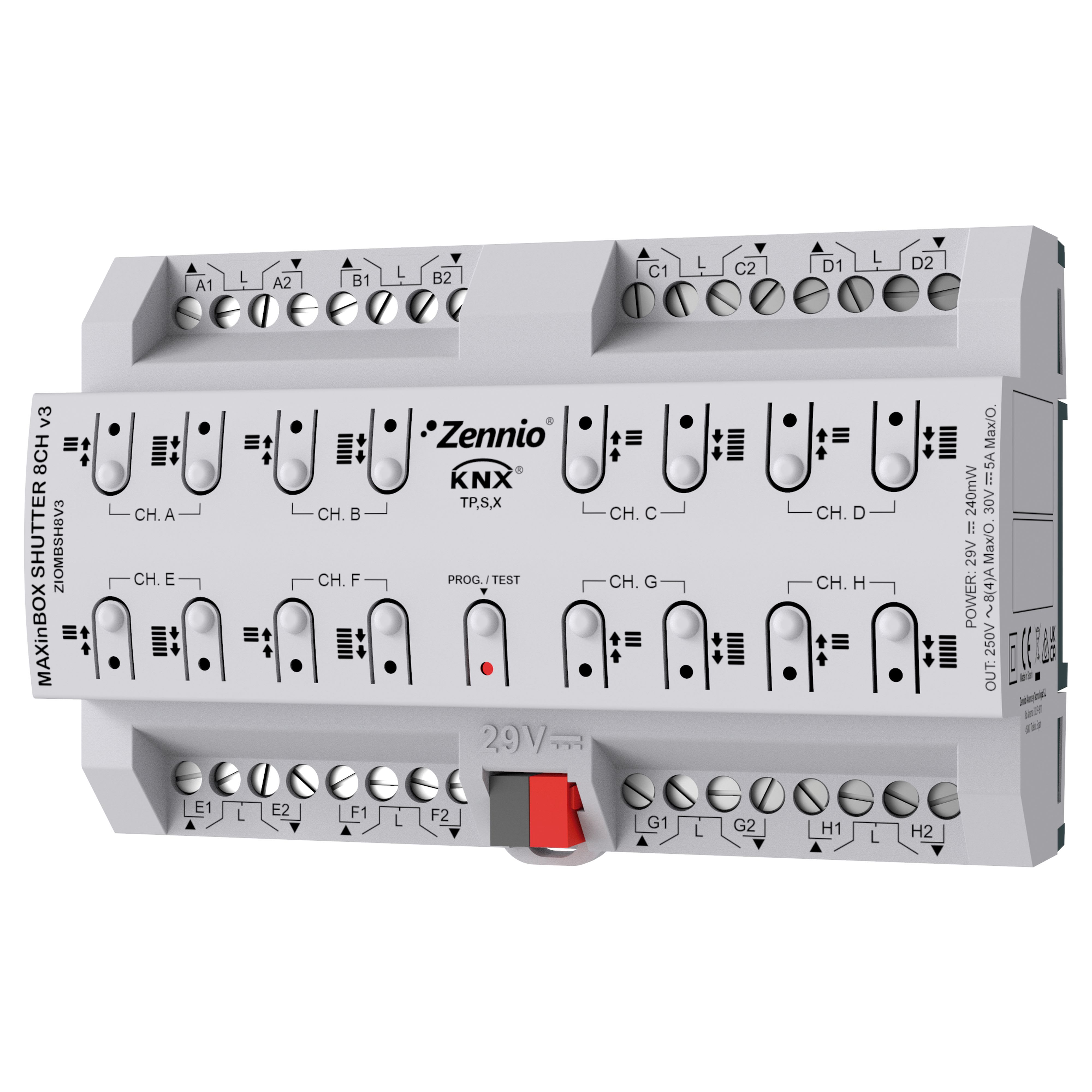 ZENNIO - MAXinBOX SHUTTER 8CH v3. Actionneur de volet 8 canaux avec KNX Secure