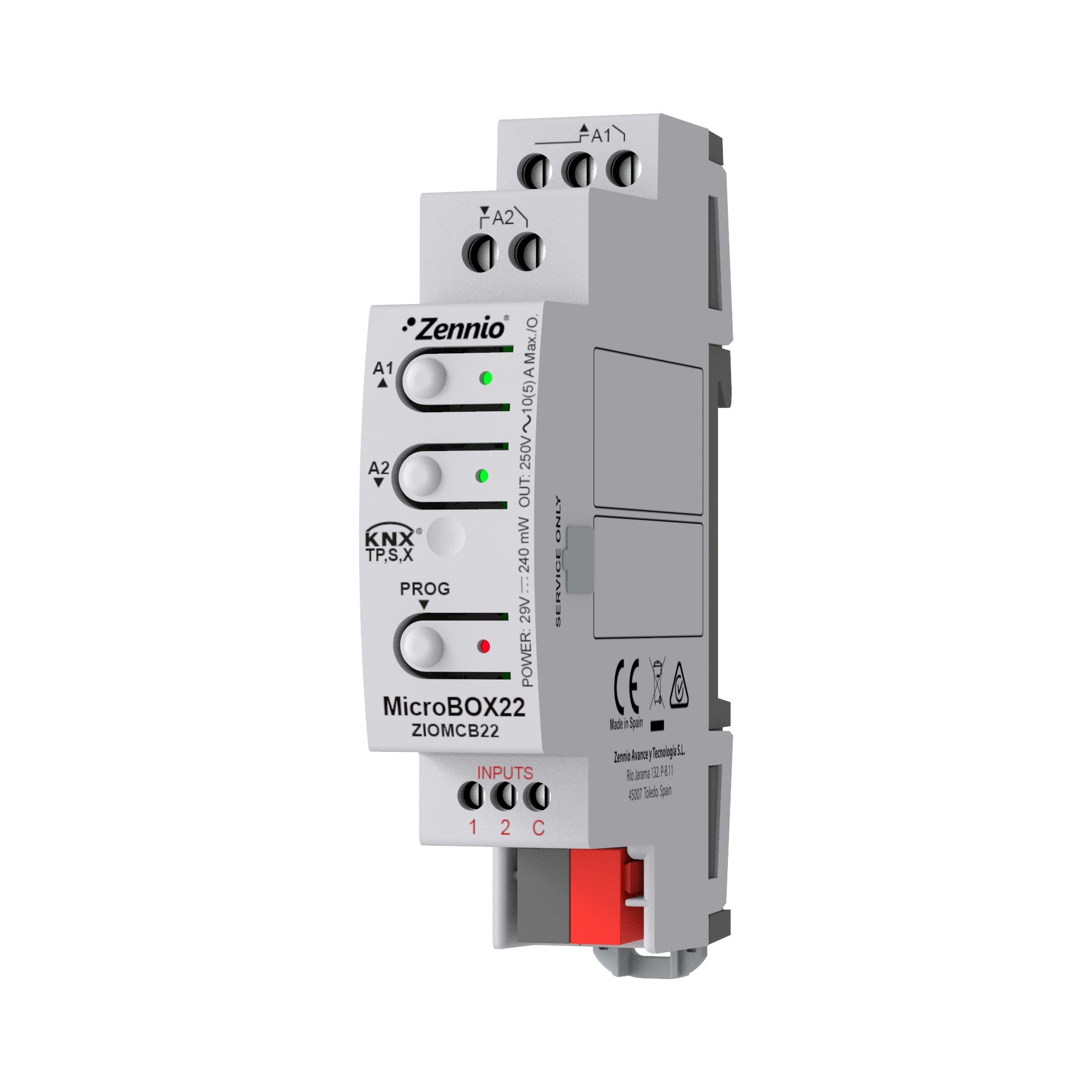 ZENNIO FRANCE - MicroBOX 22. Actionneur multifonction KNX avec KNX Secure - 2 sorties 16A / 2...