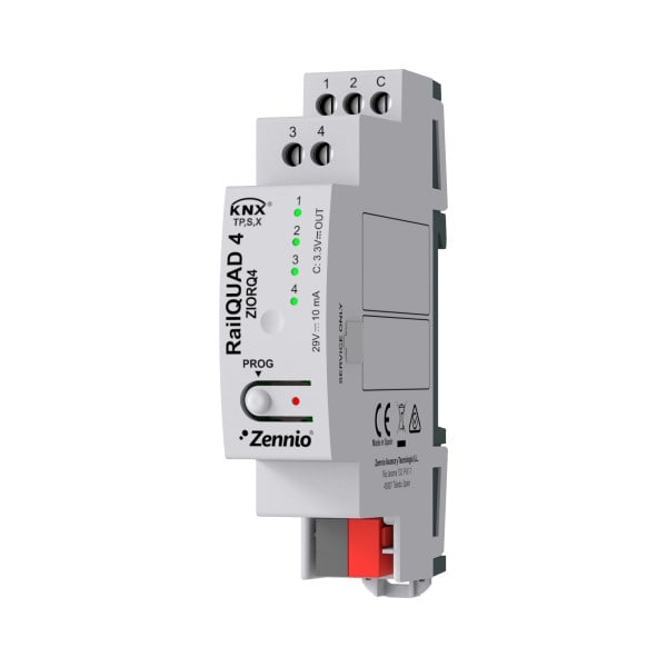 ZENNIO FRANCE - RailQUAD 4. Module de 4 entrées analogiques-numériques pour rail DIN avec voy...
