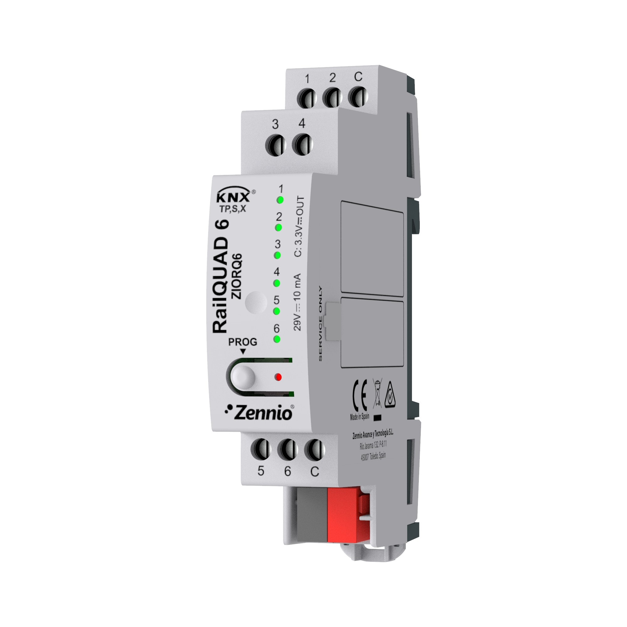 ZENNIO FRANCE - RailQUAD 6. Module de 6 entrées analogiques-numériques pour rail DIN avec voy...