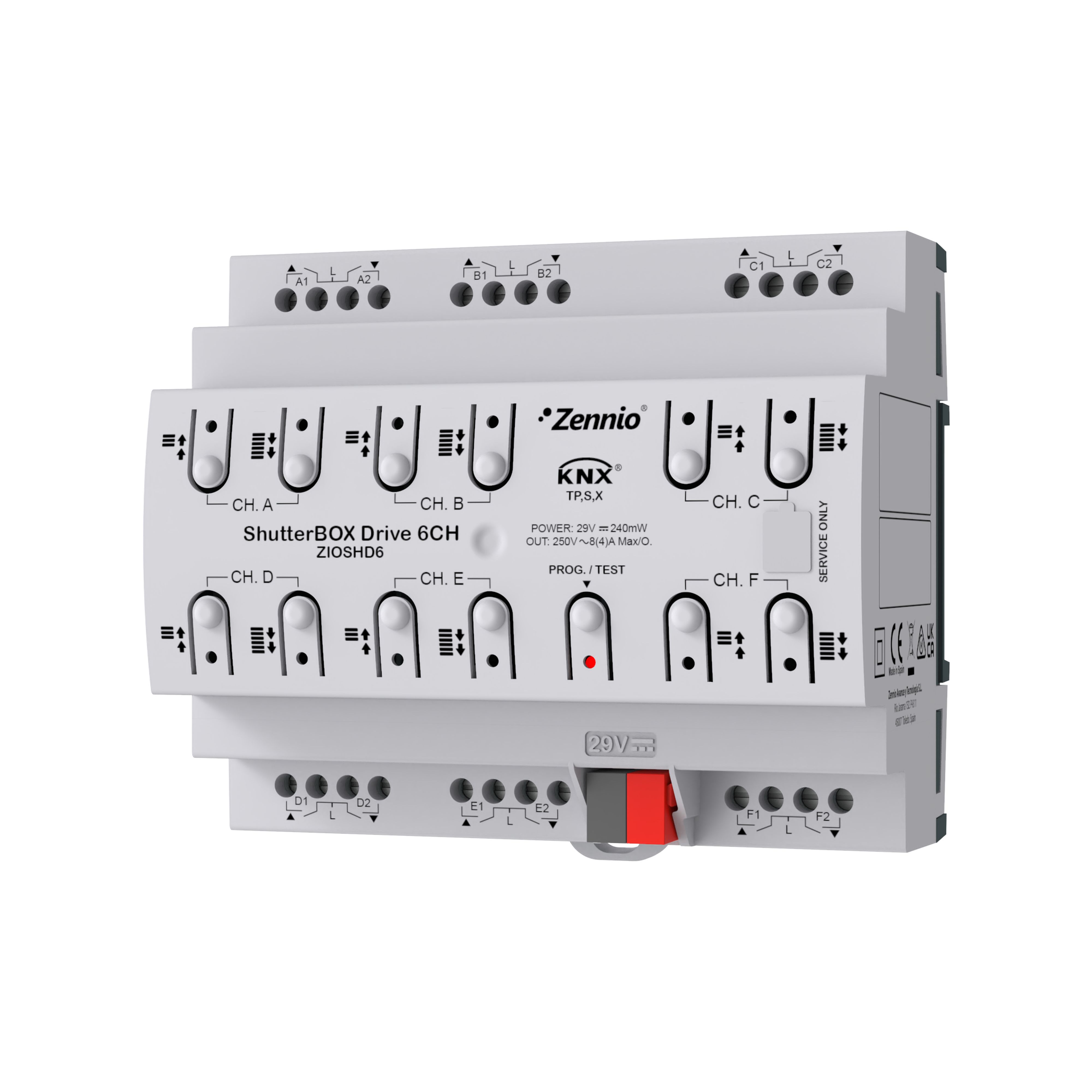ZENNIO - ShutterBOX Drive 6CH. 6-channel shutter actuator with automatic travel time d...