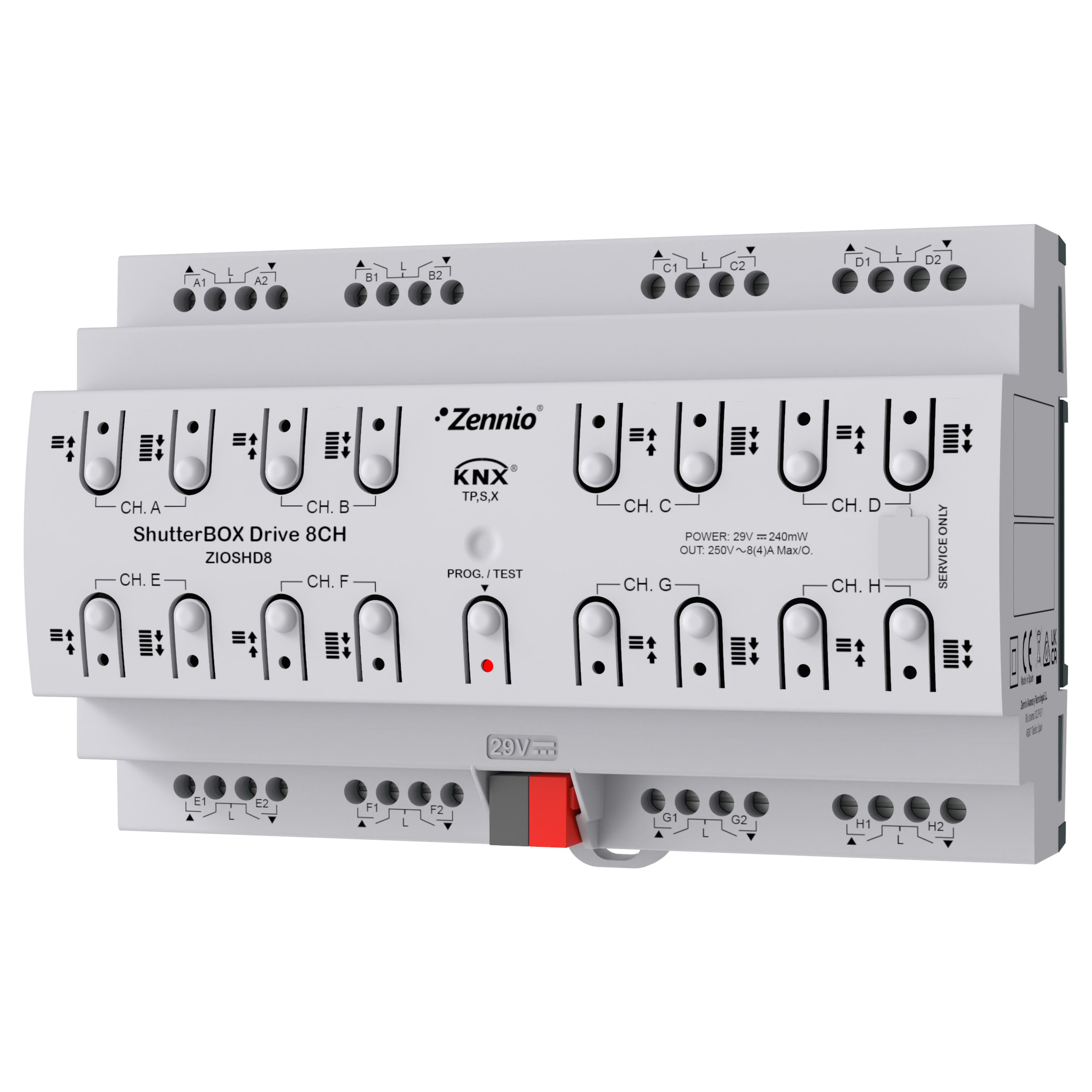 ZENNIO - ShutterBOX Drive 8CH. 8-channel shutter actuator with automatic travel time d...