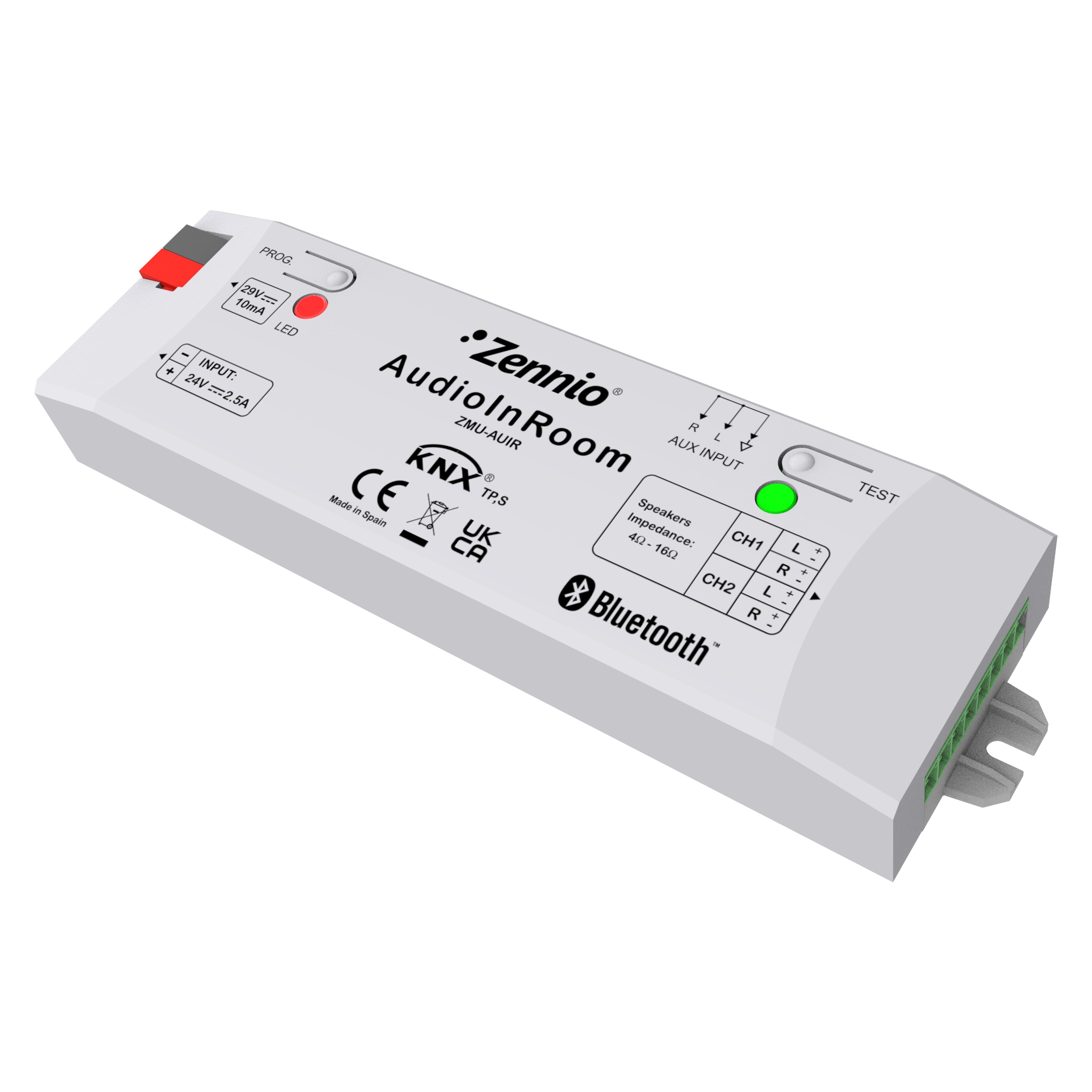ZENNIO - AudioInRoom. Contrôleur KNX pour audio avec Bluetooth et entrée auxiliaire. 4...