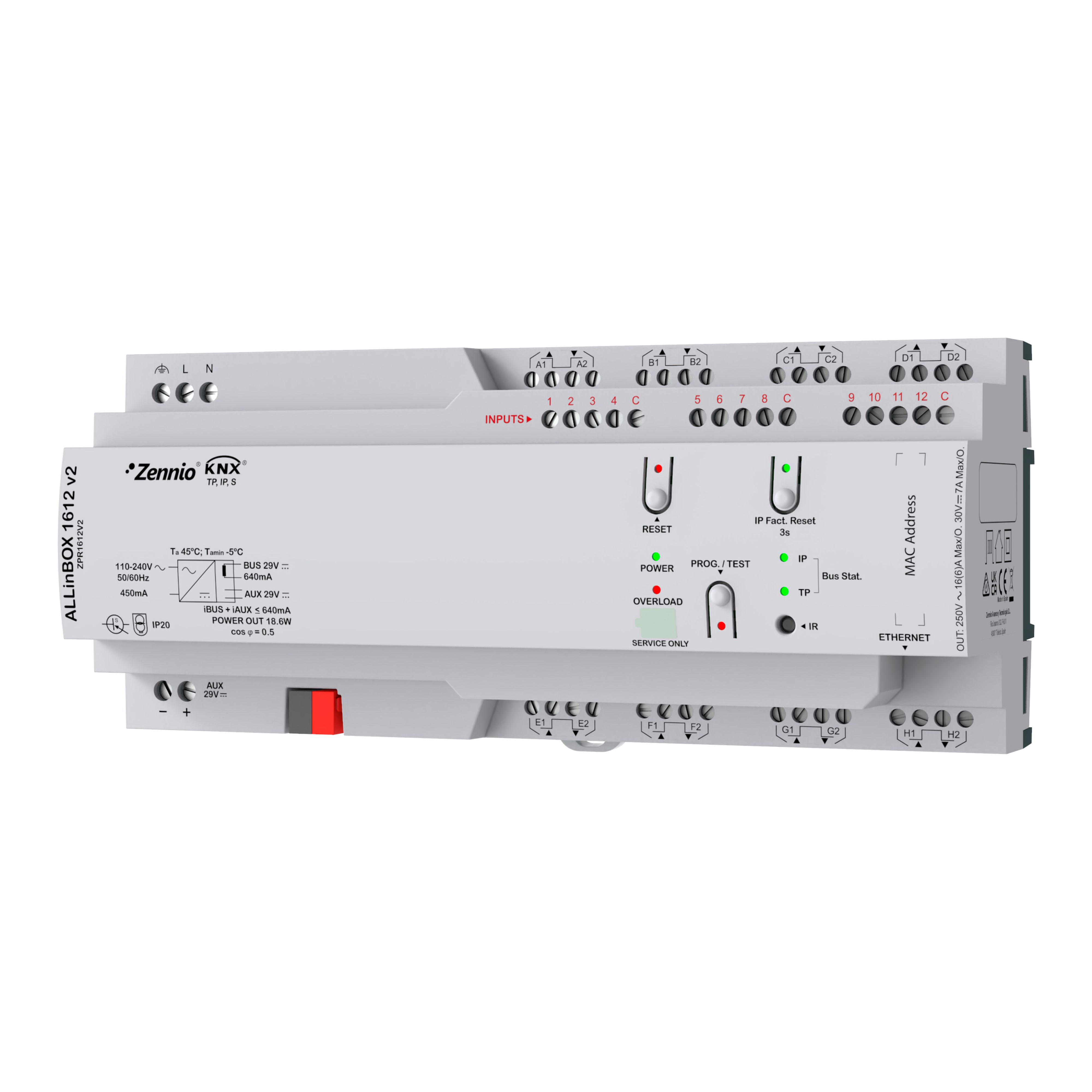 ZENNIO - ALLinBOX 1612 v2. Multifunction device with KNX power supply, KNX-IP Interfa...