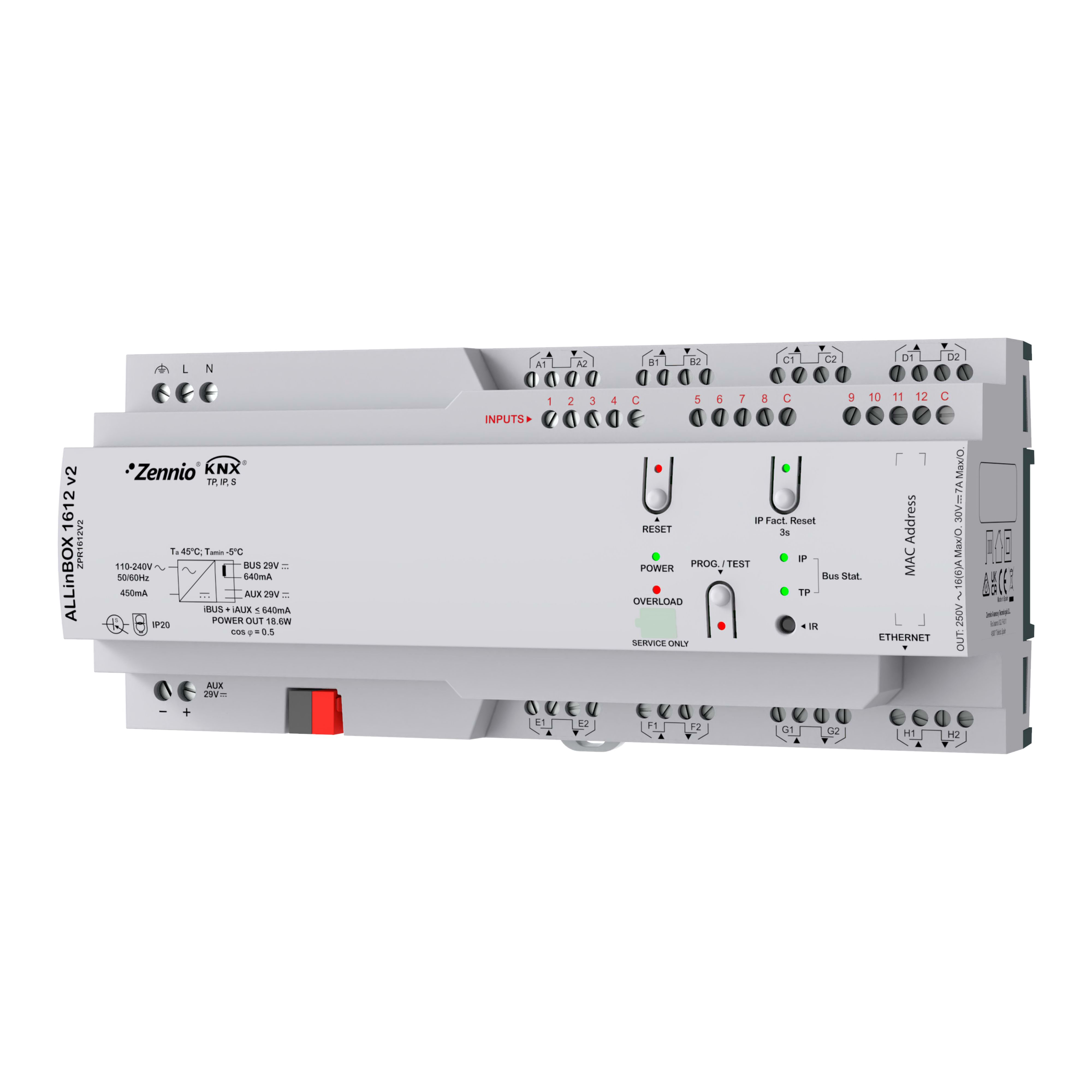 ZENNIO - ALLinBOX 1612 v2. Dispositif multifonction avec source d'alimentation KNX, in...
