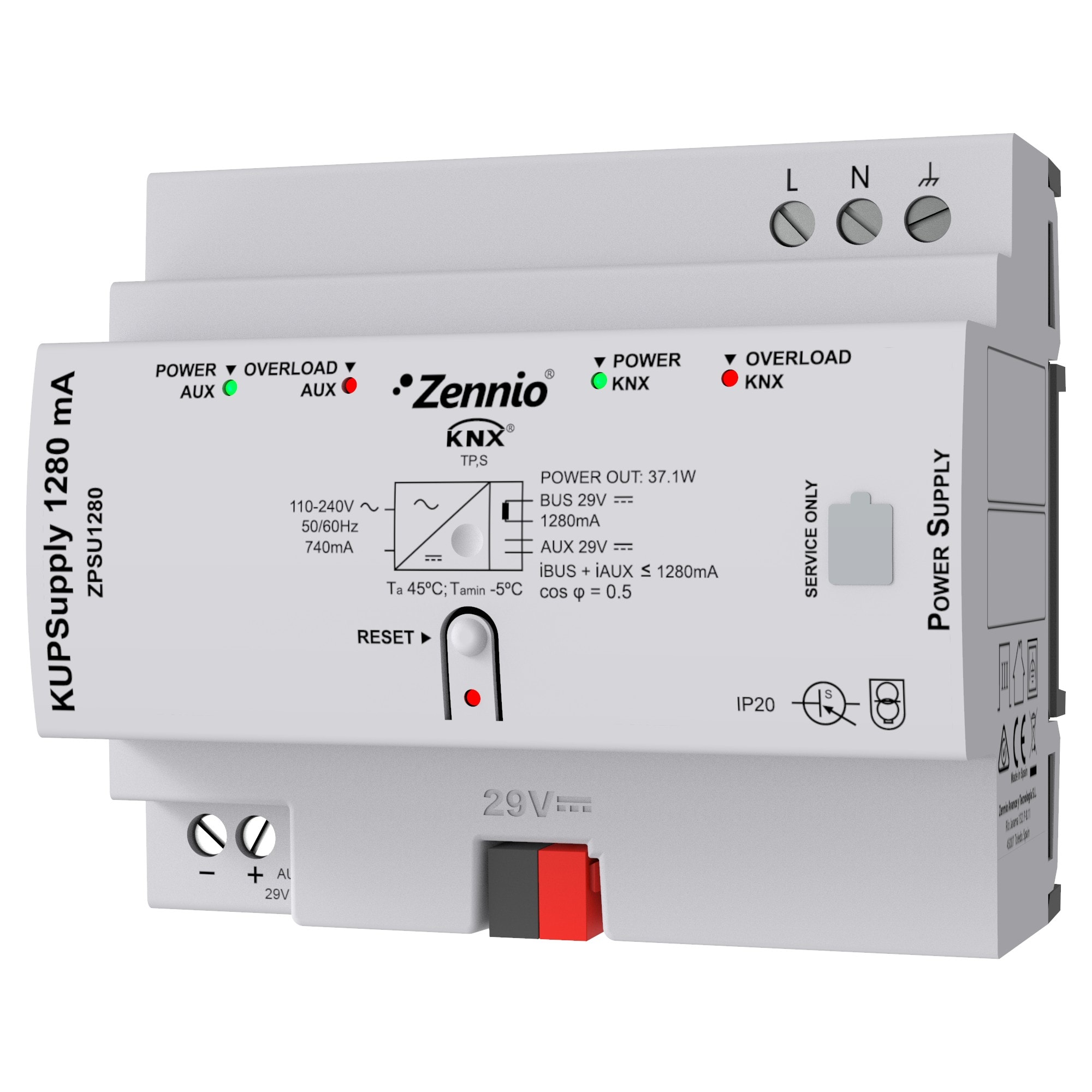 ZENNIO FRANCE - KUPSupply 1280mA. Source d?alimentation universel KNX 1280mA avec auxiliaire ...