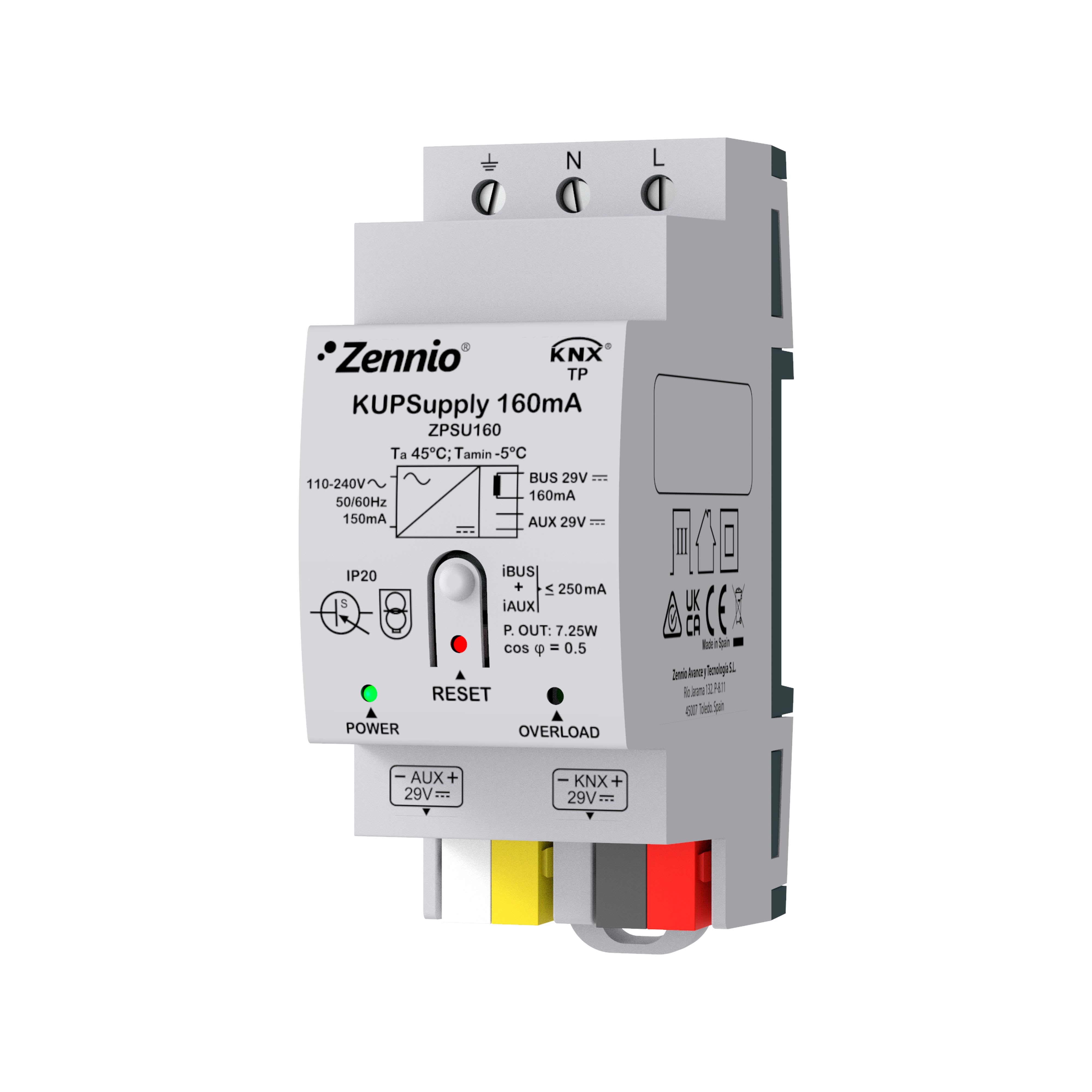 ZENNIO - KUPSupply 160mA. KNX Universal power supply 160mA plus 29VDC auxiliary power ...
